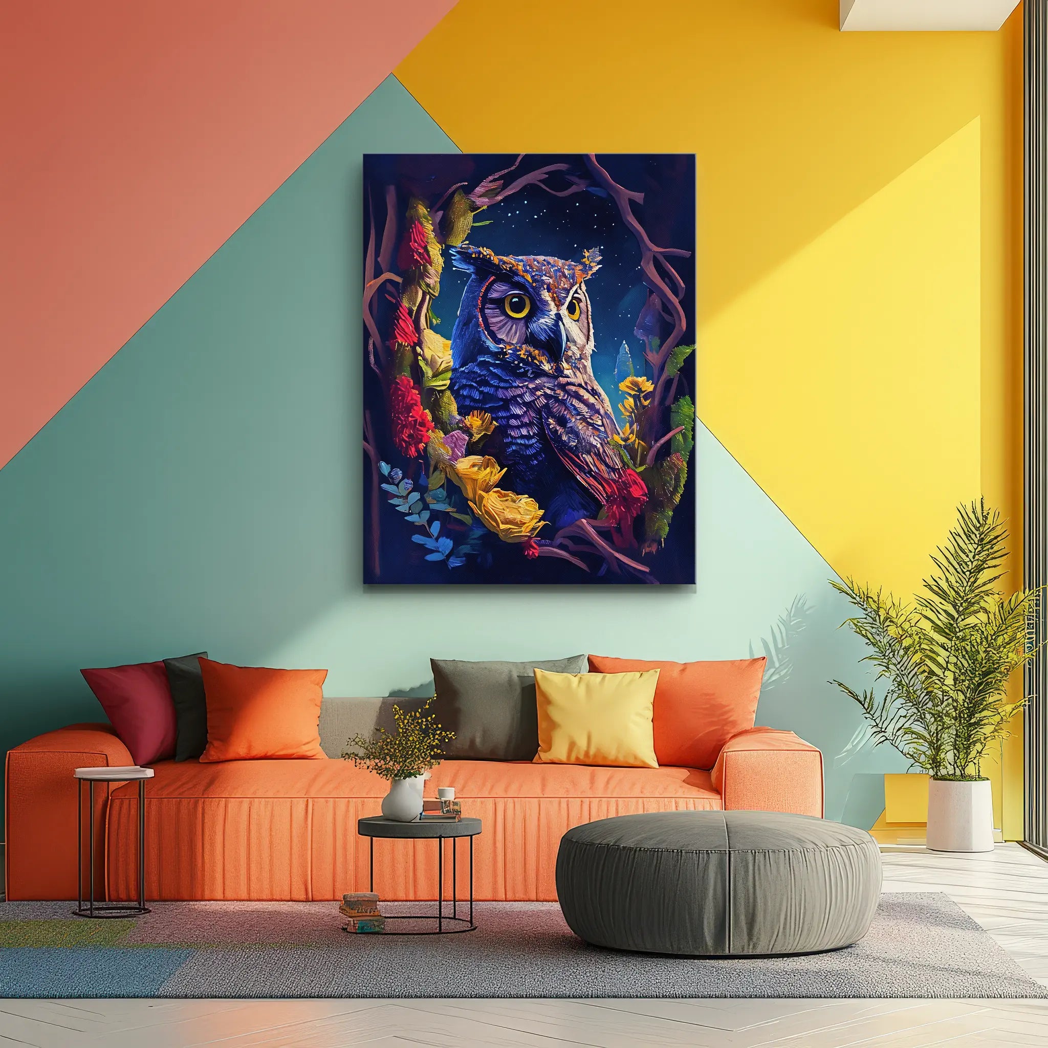 Floral Nightwatcher Owl Giclée Print 454619 Visual Wall Art AR3:4V-AR4:5V Giclée Print