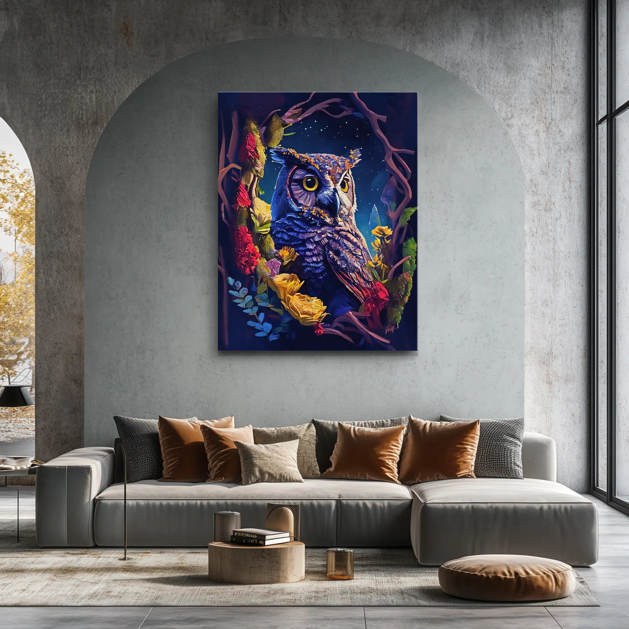Floral Nightwatcher Owl Giclée Print 454619 Visual Wall Art AR3:4V-AR4:5V Giclée Print