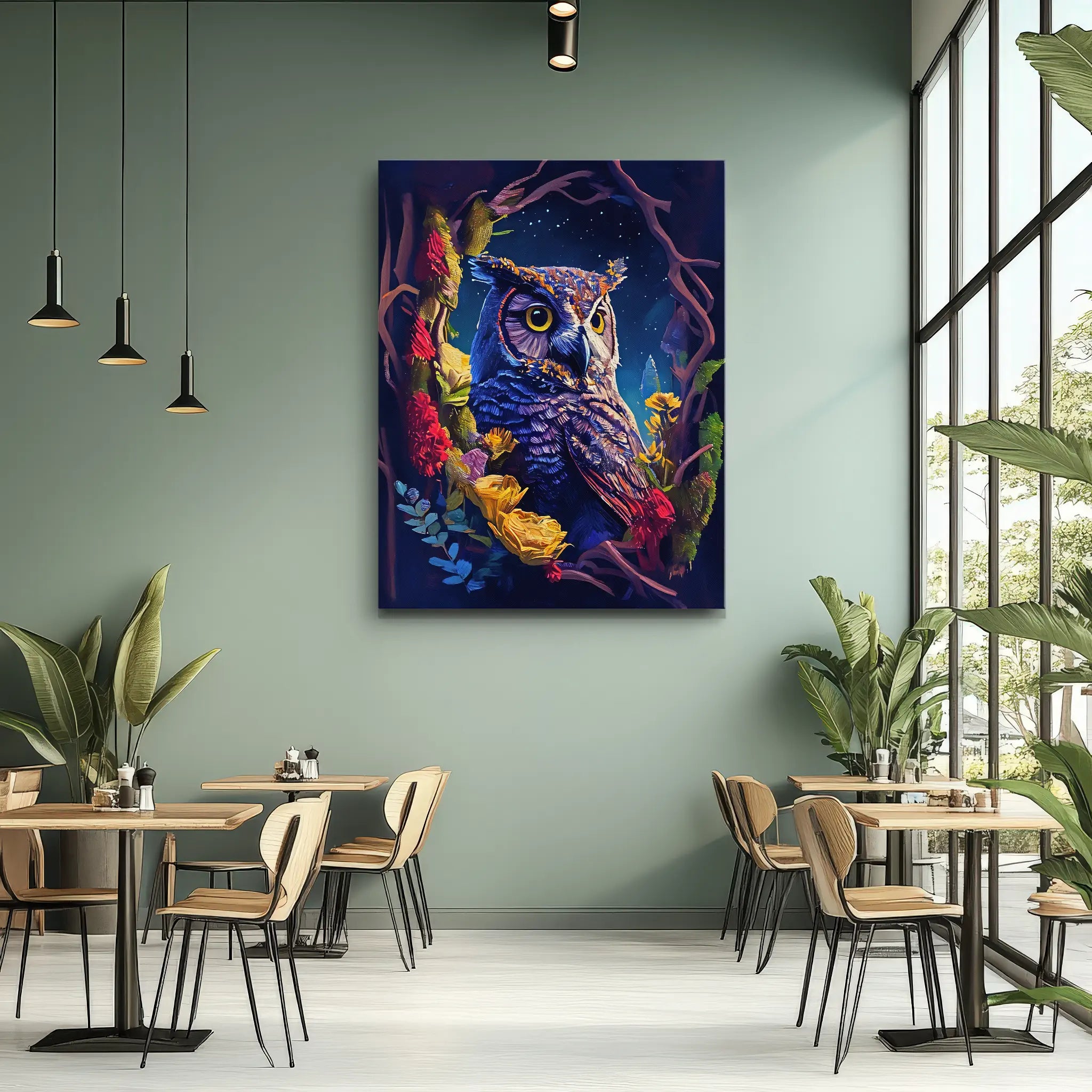 Floral Nightwatcher Owl Giclée Print 454619 Visual Wall Art AR3:4V-AR4:5V Giclée Print