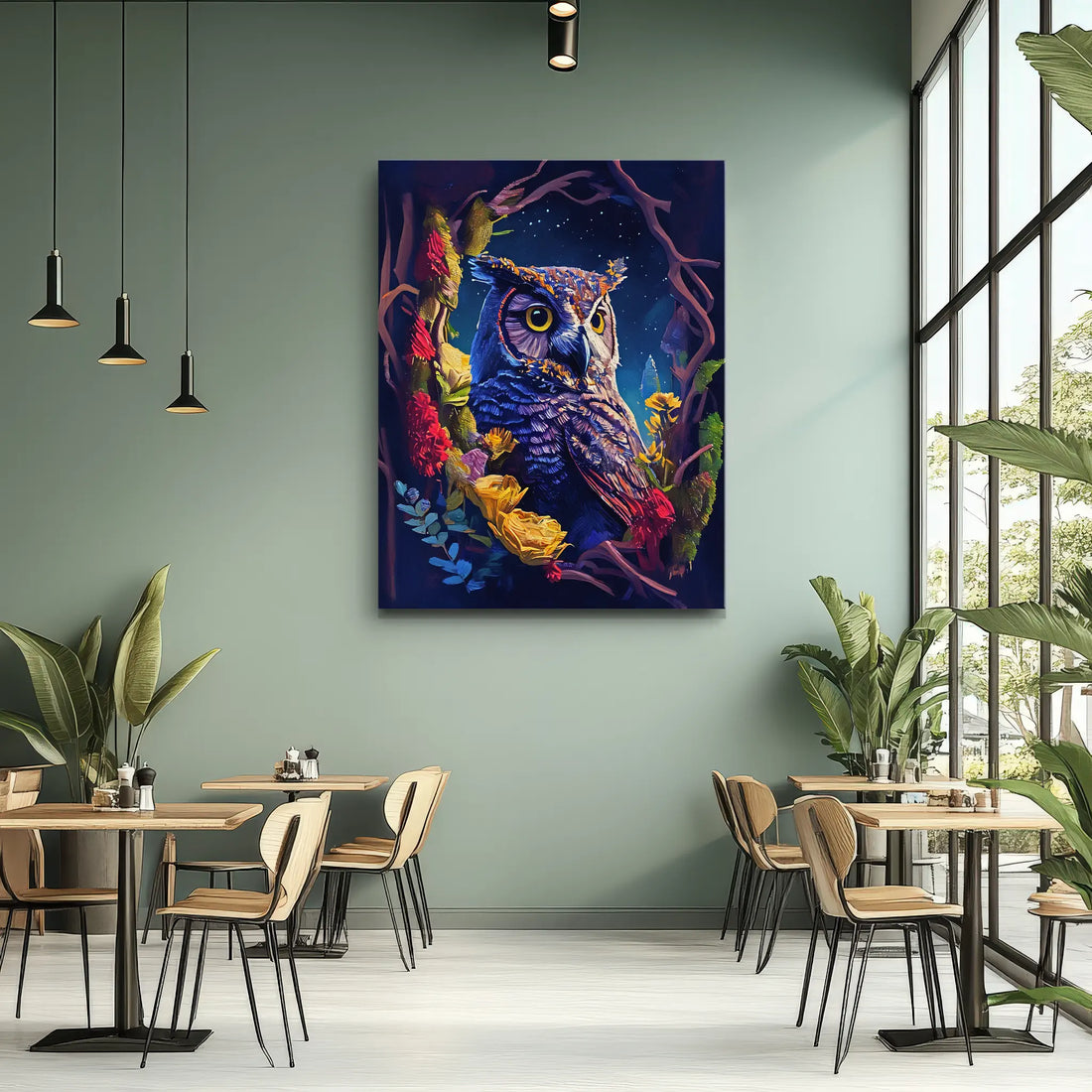 Floral Nightwatcher Owl Giclée Print 454619 Visual Wall Art AR3:4V-AR4:5V Giclée Print