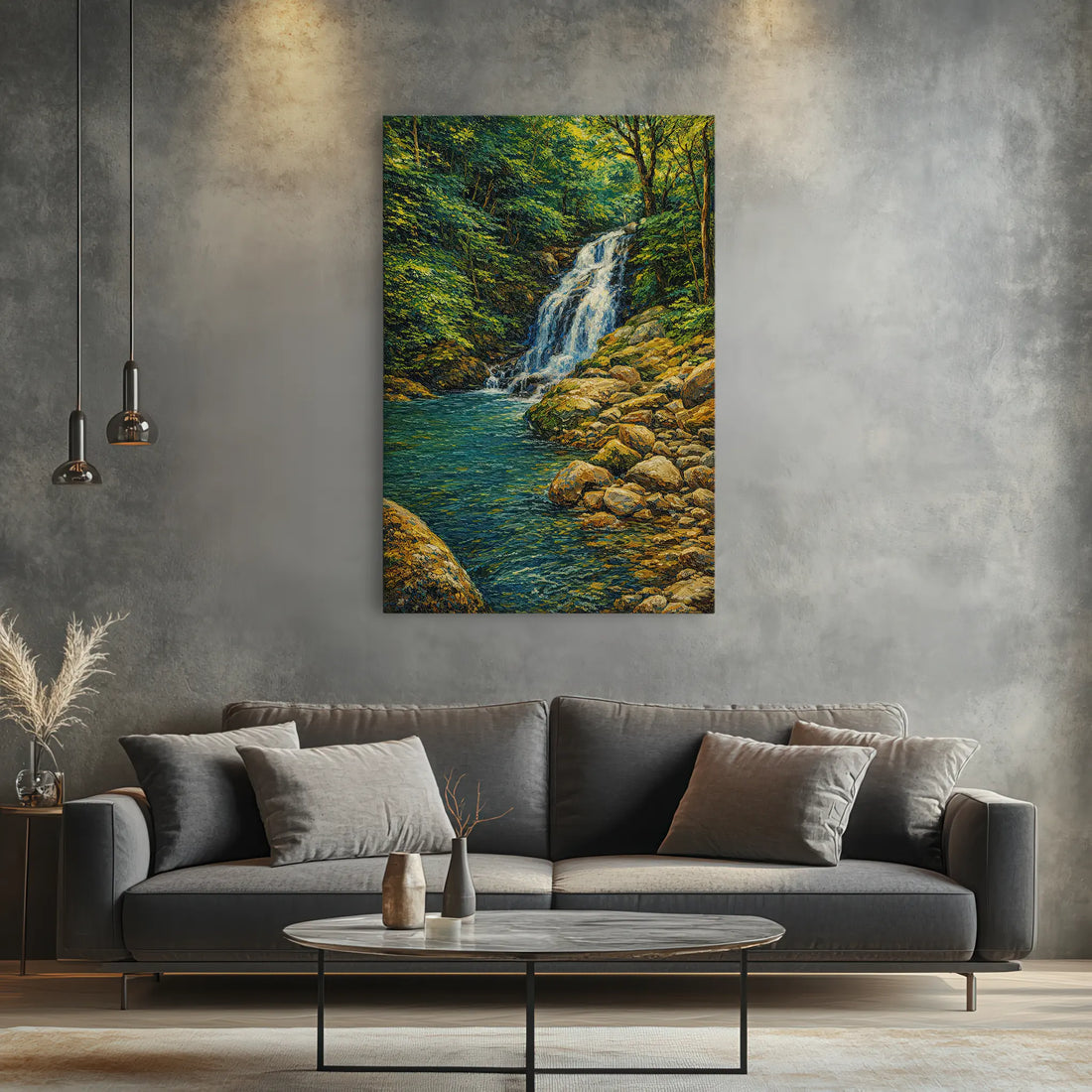 Forest-Waterfall-and-River-Giclée-Print-232006 Visual Wall Art AR2:3V Giclée Print