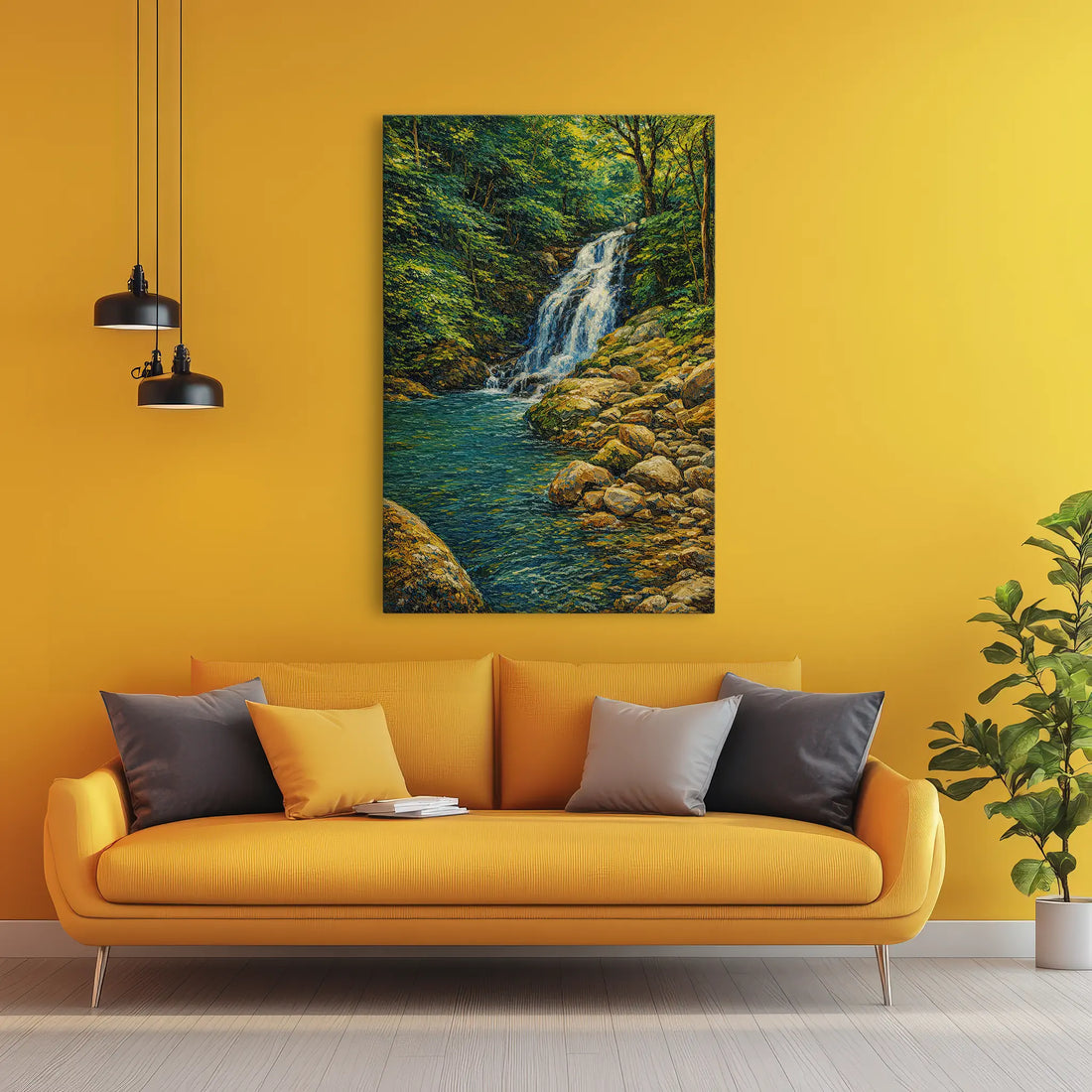 Forest-Waterfall-and-River-Giclée-Print-232006 Visual Wall Art AR2:3V Giclée Print