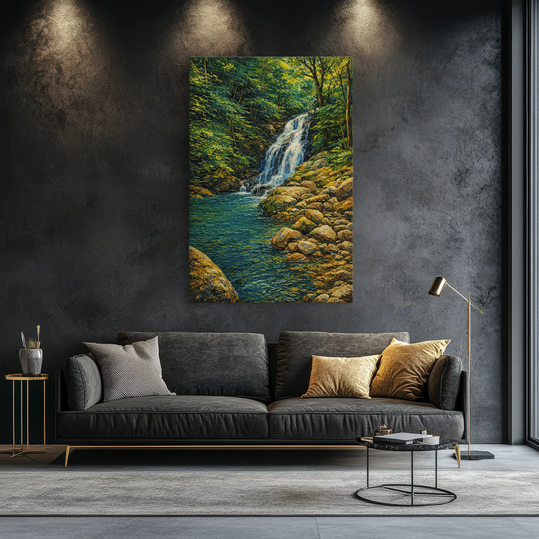 Forest-Waterfall-and-River-Giclée-Print-232006 Visual Wall Art AR2:3V Giclée Print