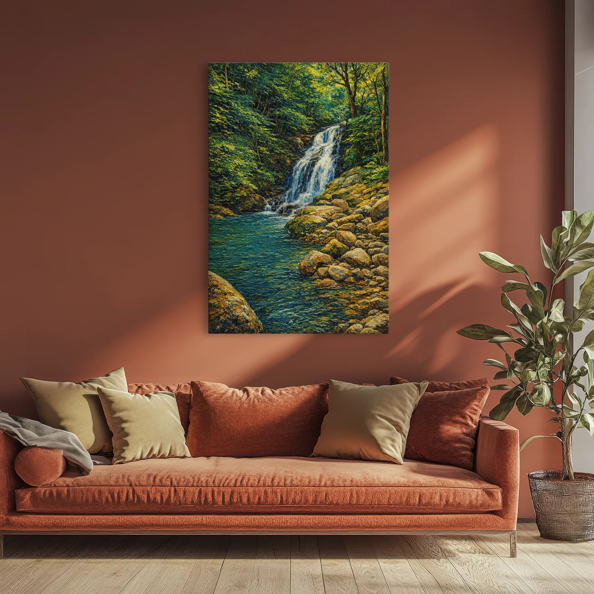 Forest-Waterfall-and-River-Giclée-Print-232006 Visual Wall Art AR2:3V Giclée Print