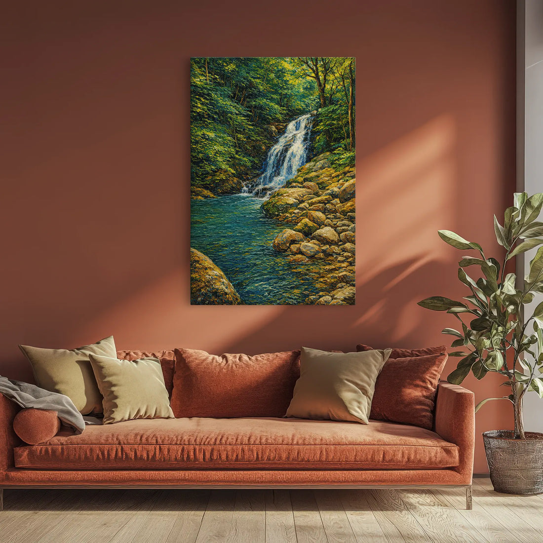 Forest-Waterfall-and-River-Giclée-Print-232006 Visual Wall Art AR2:3V Giclée Print