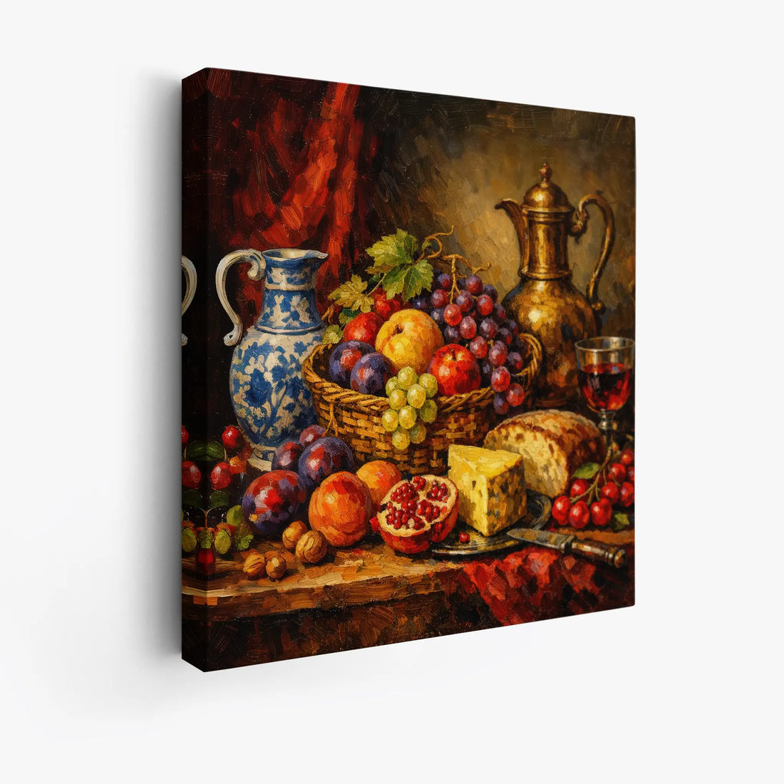 Fruit Basket with Red Wine Still Life Giclée Print 111004 Visual Wall Art AR1:1S Giclée Print