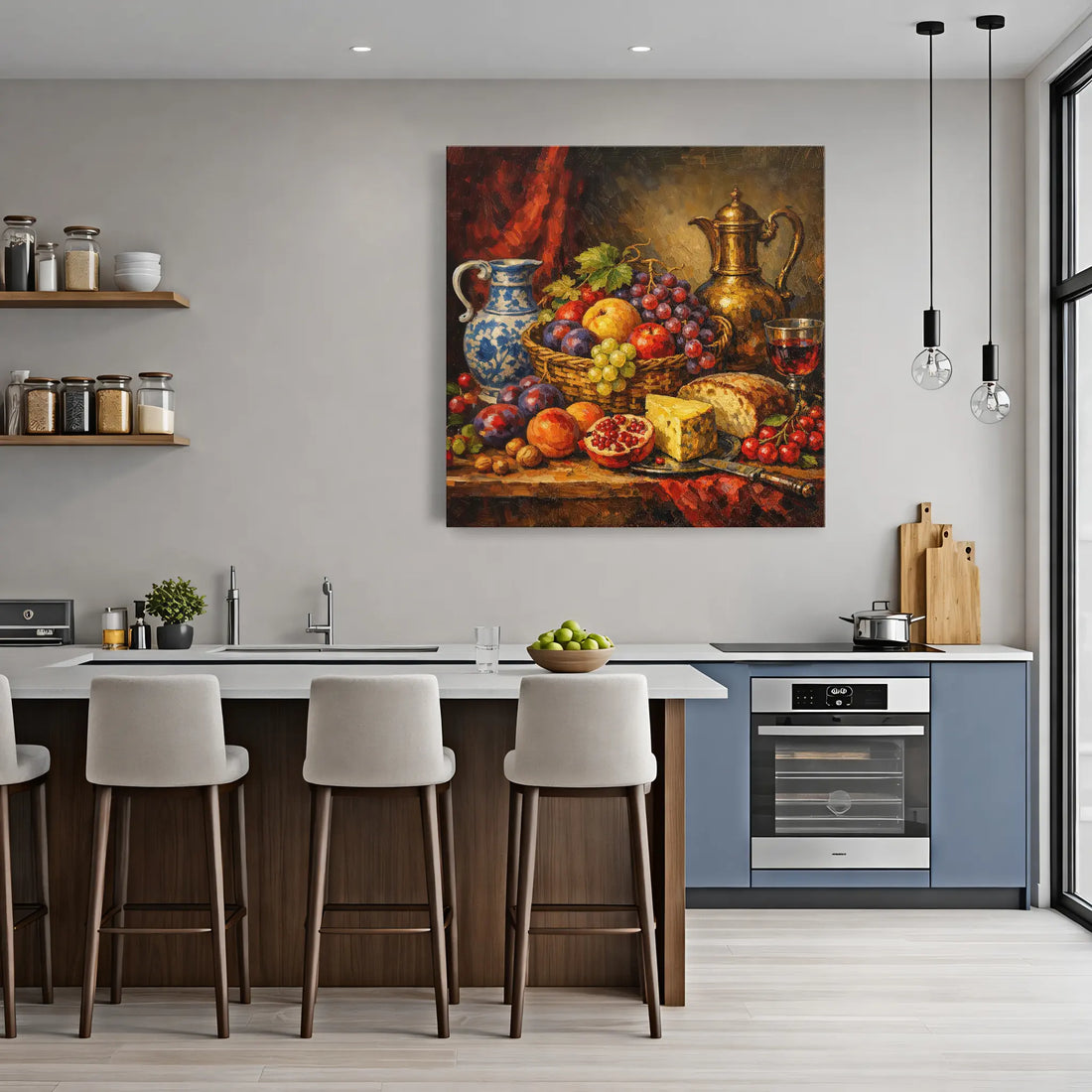 Fruit Basket with Red Wine Still Life Giclée Print 111004 Visual Wall Art AR1:1S Giclée Print