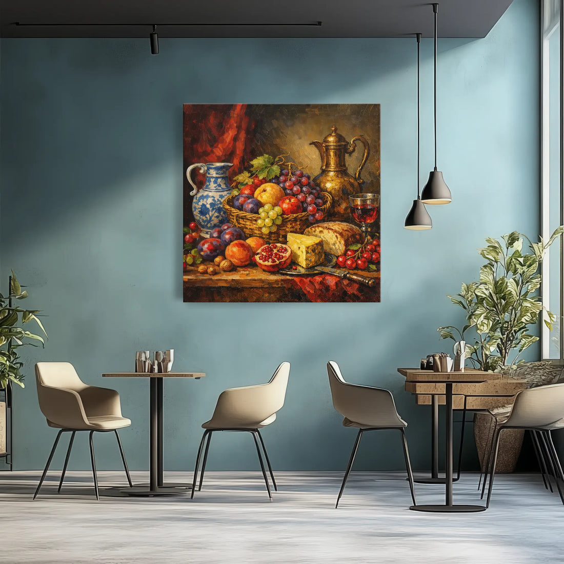 Fruit Basket with Red Wine Still Life Giclée Print 111004 Visual Wall Art AR1:1S Giclée Print