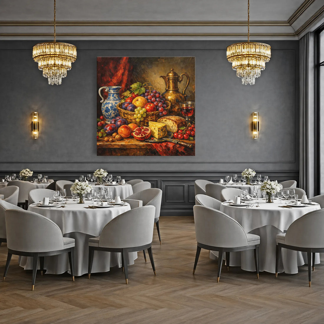 Fruit Basket with Red Wine Still Life Giclée Print 111004 Visual Wall Art AR1:1S Giclée Print