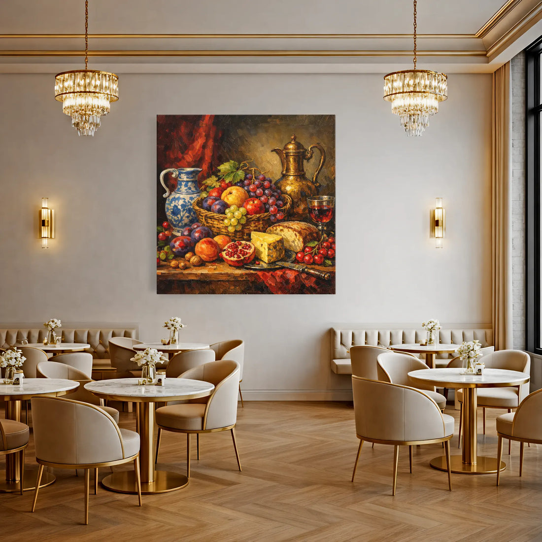 Fruit Basket with Red Wine Still Life Giclée Print 111004 Visual Wall Art AR1:1S Giclée Print