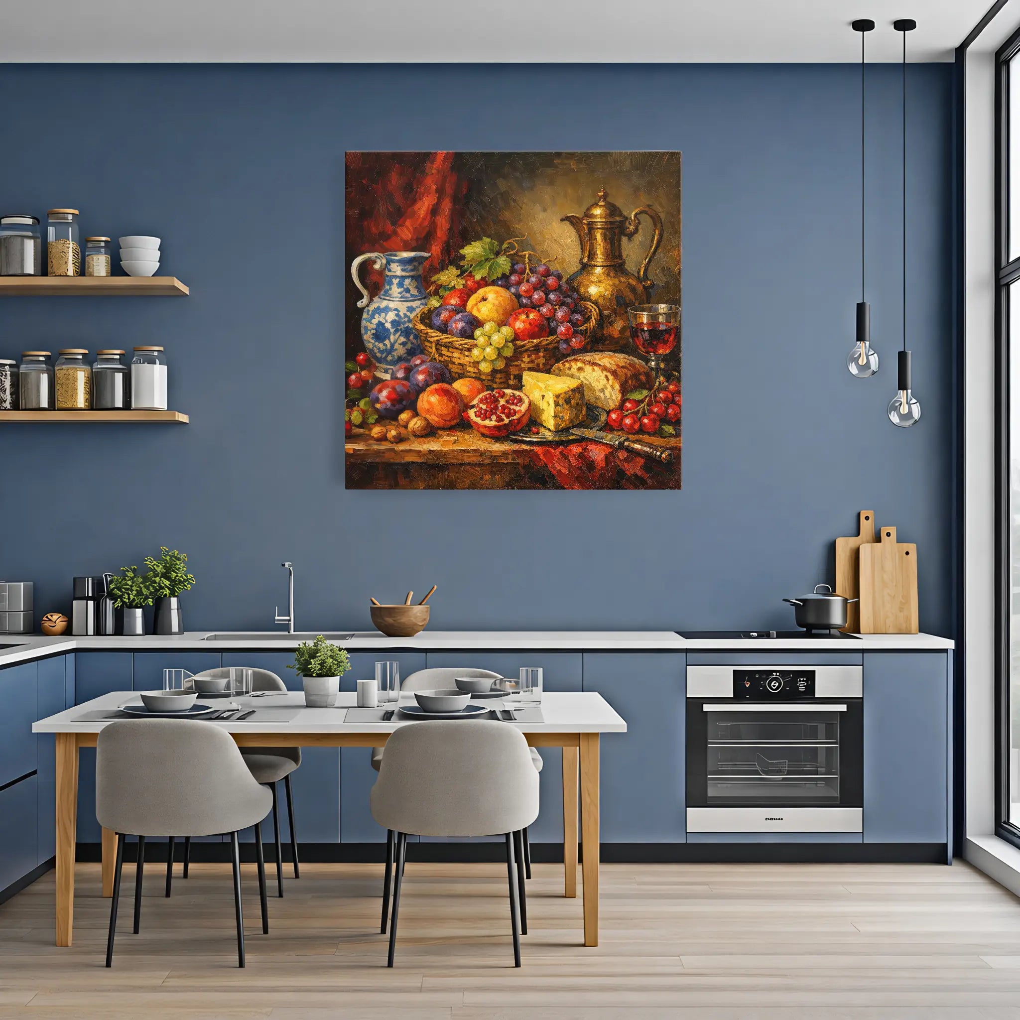 Fruit Basket with Red Wine Still Life Giclée Print 111004 Visual Wall Art AR1:1S Giclée Print