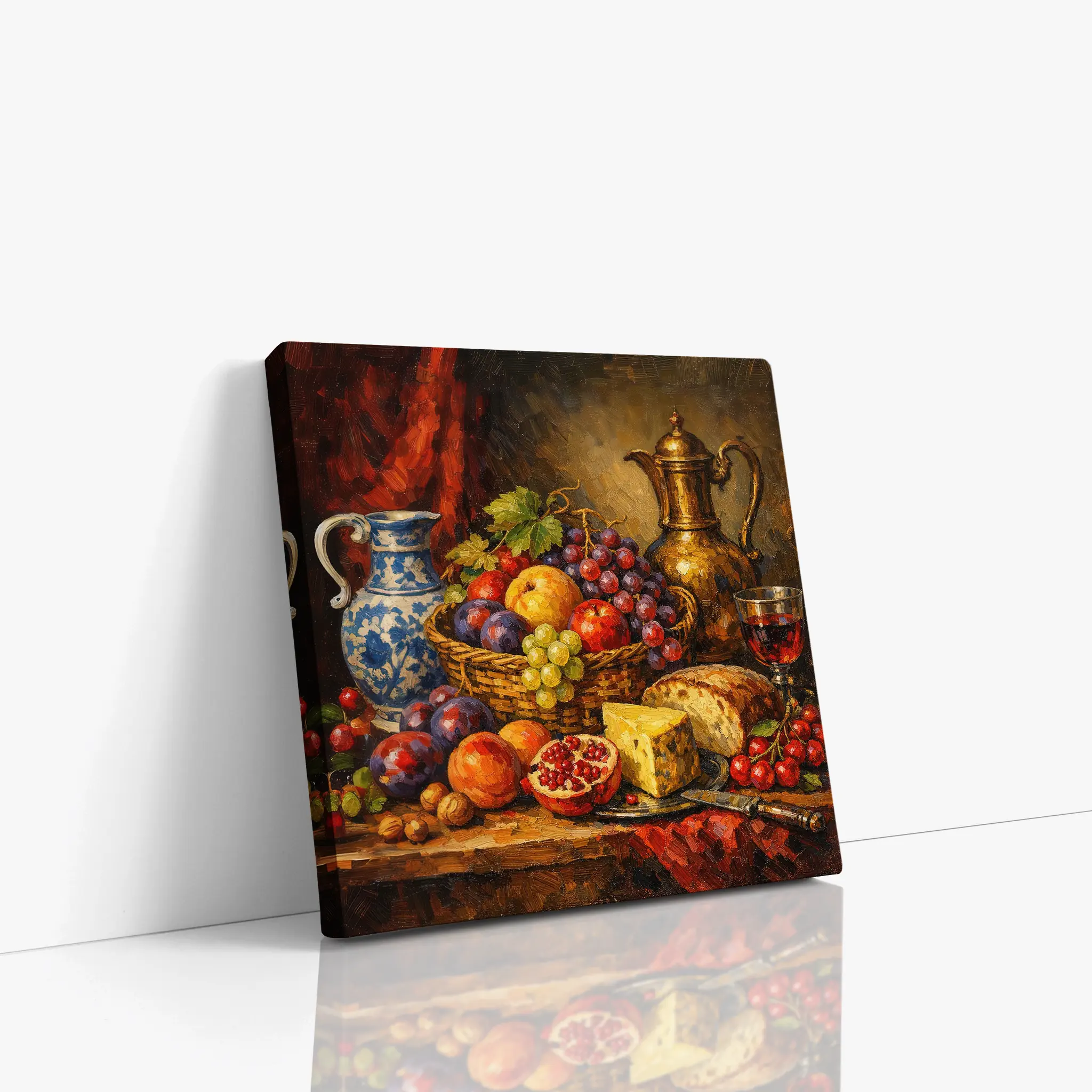 Fruit Basket with Red Wine Still Life Giclée Print 111004 Visual Wall Art AR1:1S Giclée Print