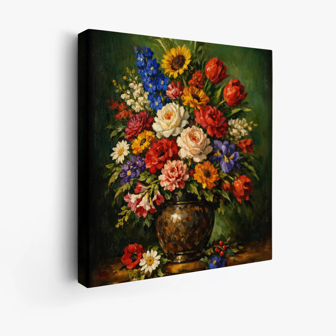 Garden Flowers in a Dark Vase Still Life Giclée Print 111005 Visual Wall Art AR1:1S Giclée Print