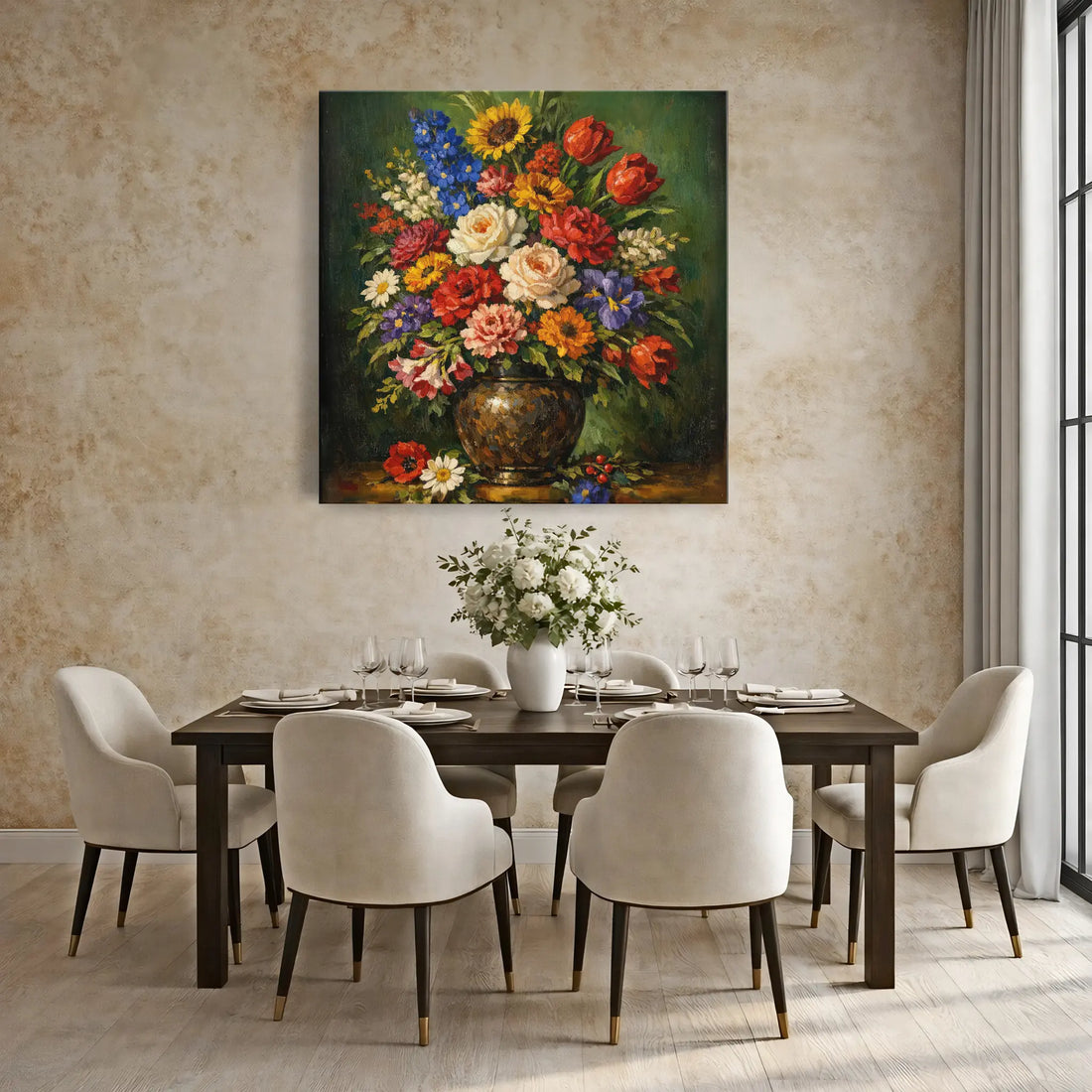 Garden Flowers in a Dark Vase Still Life Giclée Print 111005 Visual Wall Art AR1:1S Giclée Print