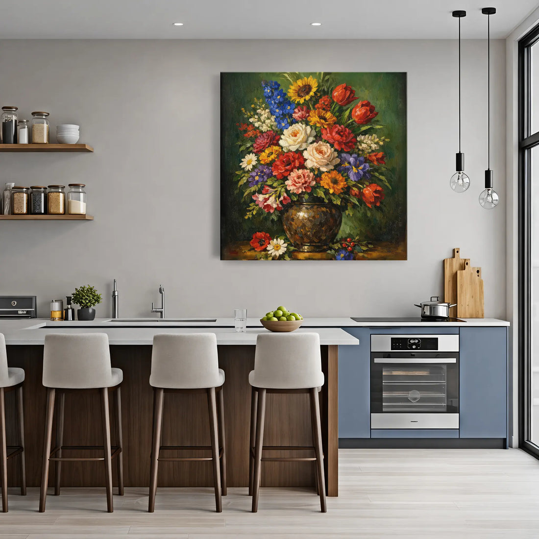 Garden Flowers in a Dark Vase Still Life Giclée Print 111005 Visual Wall Art AR1:1S Giclée Print