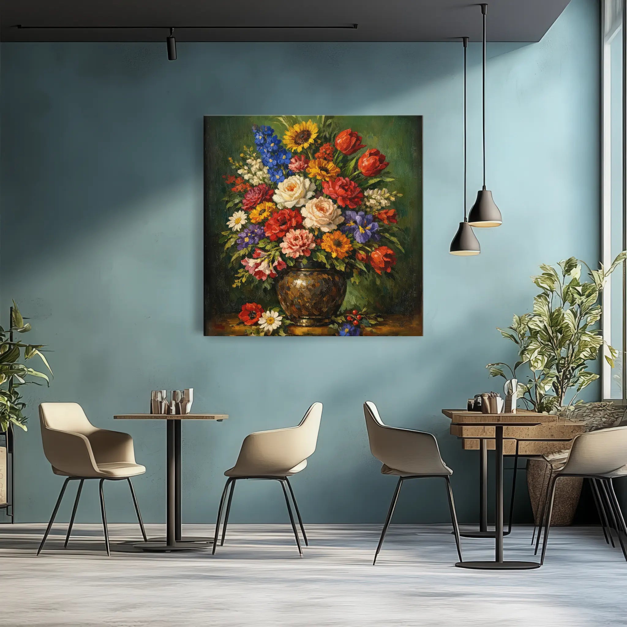Garden Flowers in a Dark Vase Still Life Giclée Print 111005 Visual Wall Art AR1:1S Giclée Print