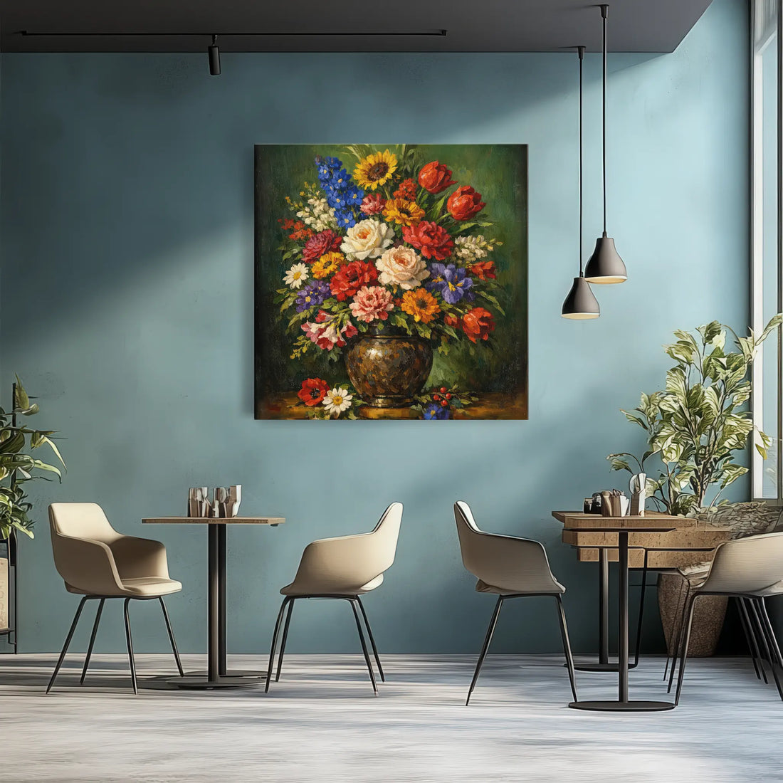 Garden Flowers in a Dark Vase Still Life Giclée Print 111005 Visual Wall Art AR1:1S Giclée Print