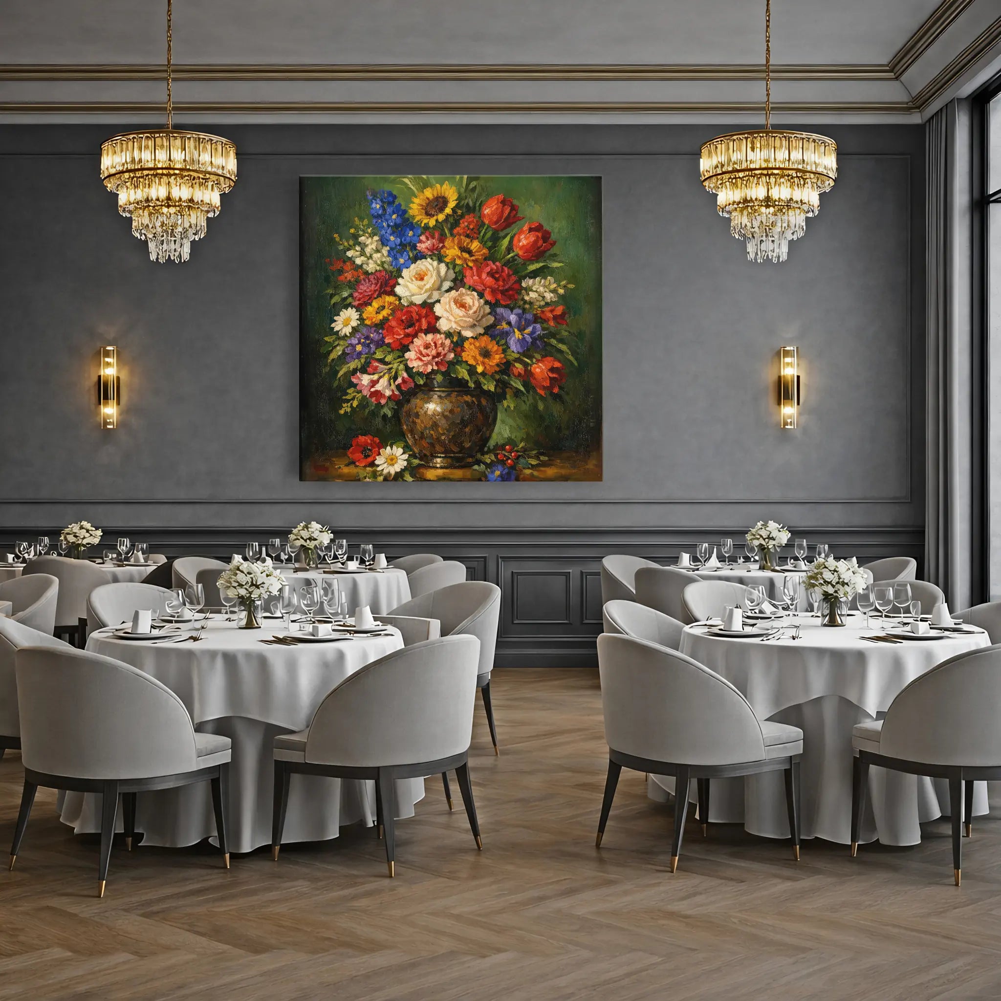 Garden Flowers in a Dark Vase Still Life Giclée Print 111005 Visual Wall Art AR1:1S Giclée Print