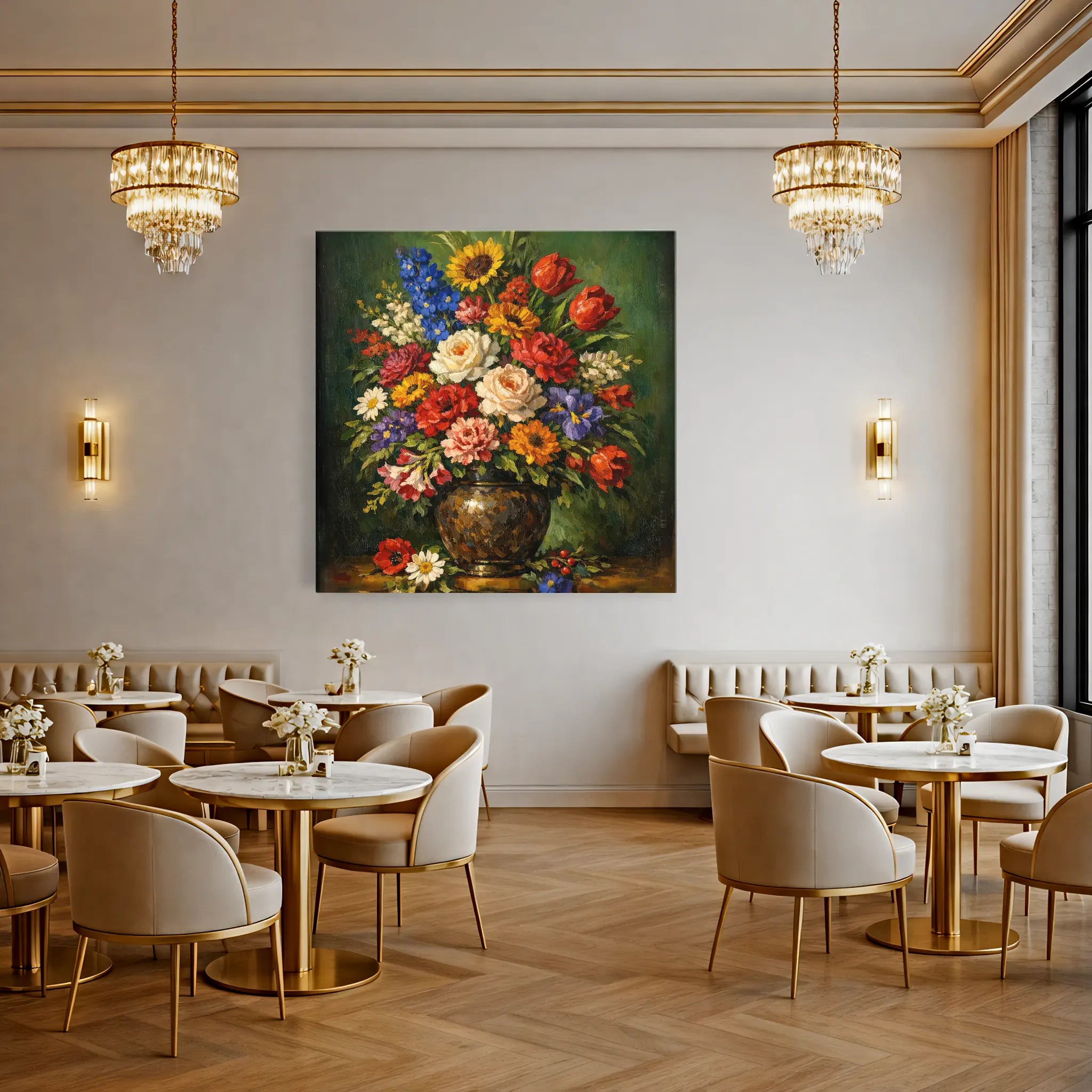 Garden Flowers in a Dark Vase Still Life Giclée Print 111005 Visual Wall Art AR1:1S Giclée Print