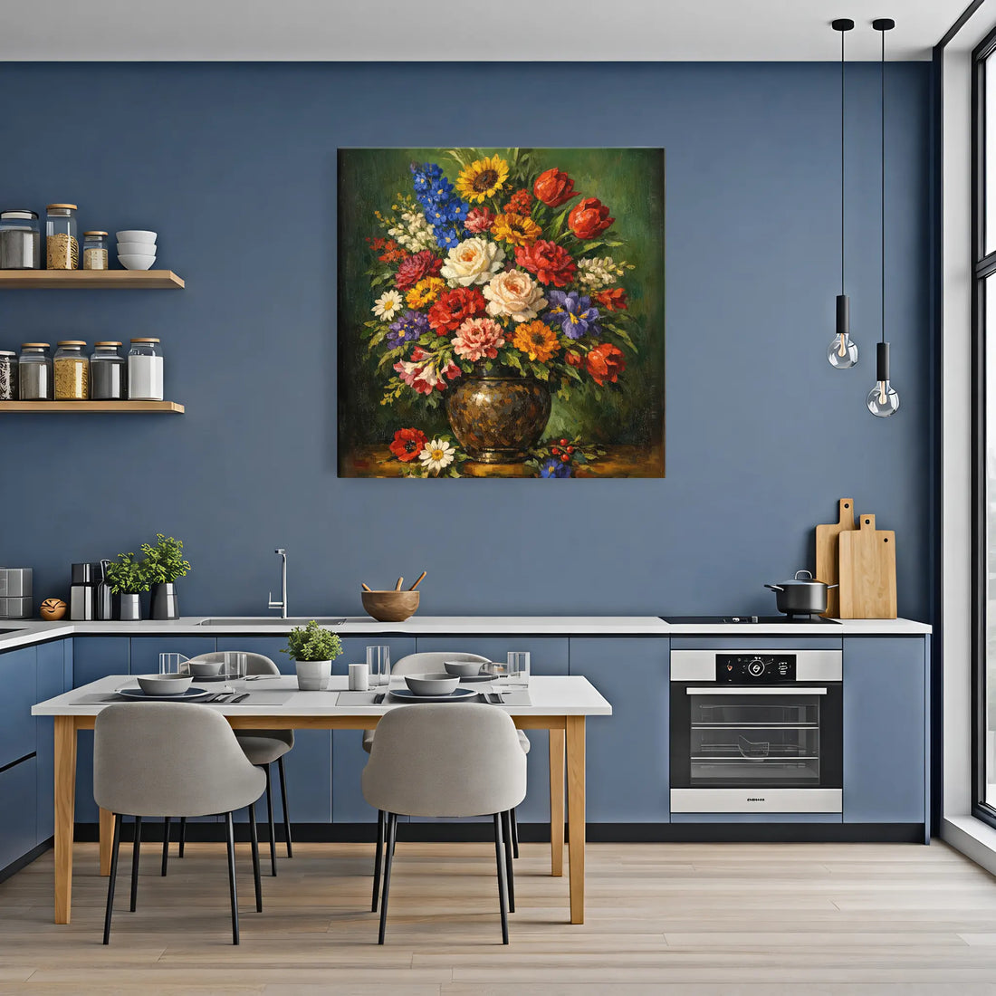 Garden Flowers in a Dark Vase Still Life Giclée Print 111005 Visual Wall Art AR1:1S Giclée Print