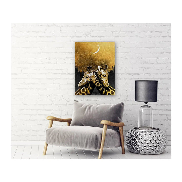 Giraffes Love Gold Giclée Print 34913 Visual Wall Art