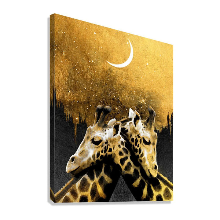 Giraffes Love Gold Giclée Print 34913 Giclée Stretched Canvas Print Visual Wall Art