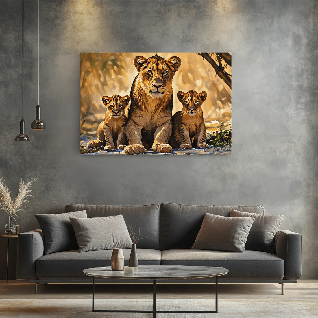 Golden Guard Lioness and Cubs Giclée Print 321018 Visual Wall Art AR3:2H Giclée Print