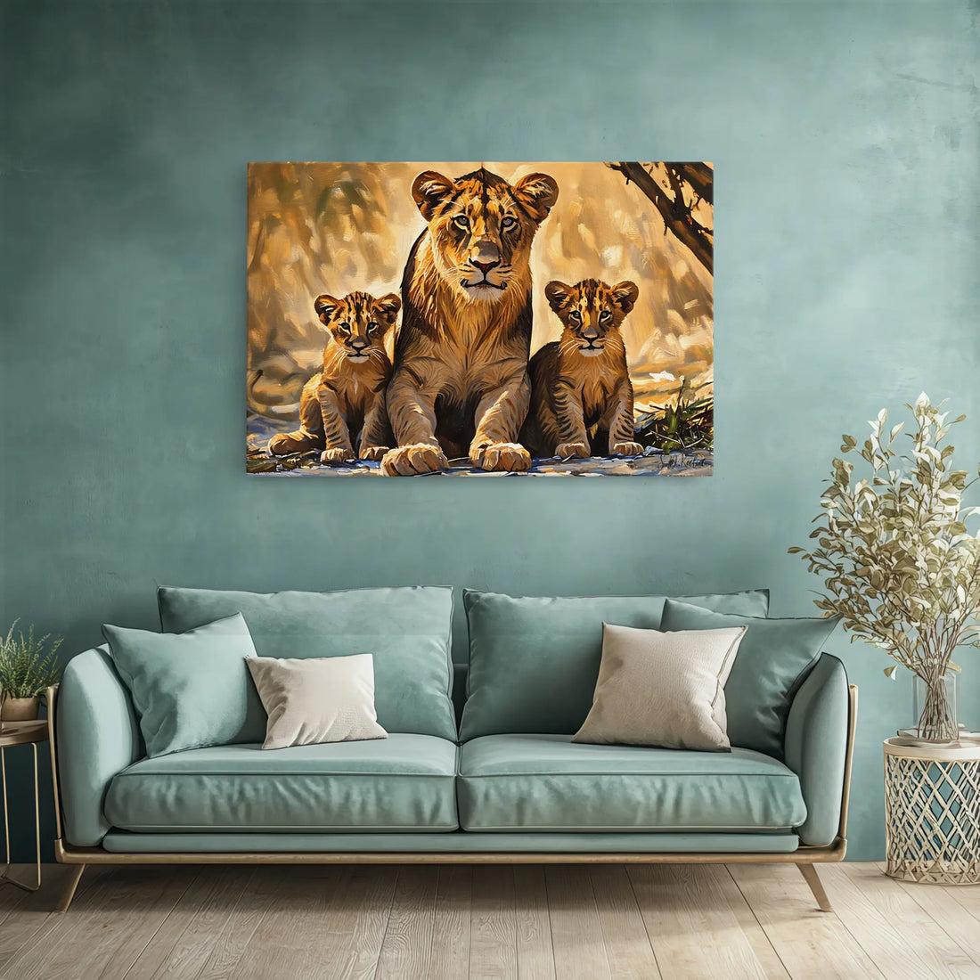 Golden Guard Lioness and Cubs Giclée Print 321018 Visual Wall Art AR3:2H Giclée Print