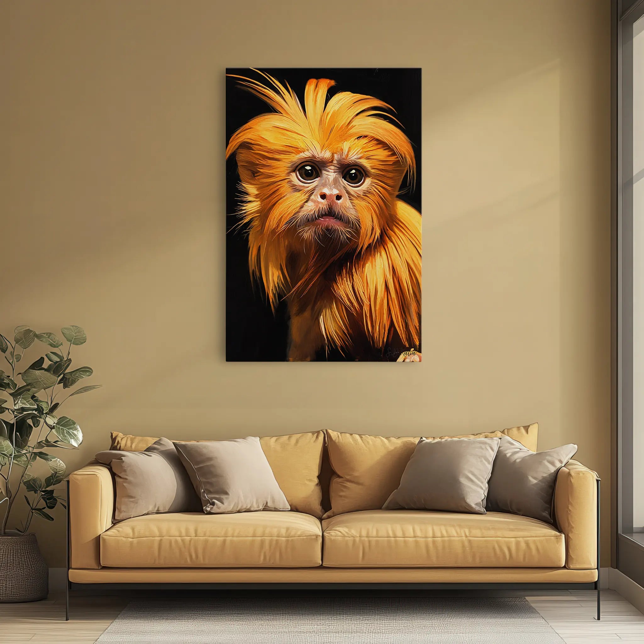 Golden Lion Tamarin Monkey Spotlight Giclée Print 231019 Visual Wall Art AR2:3V Giclée Print