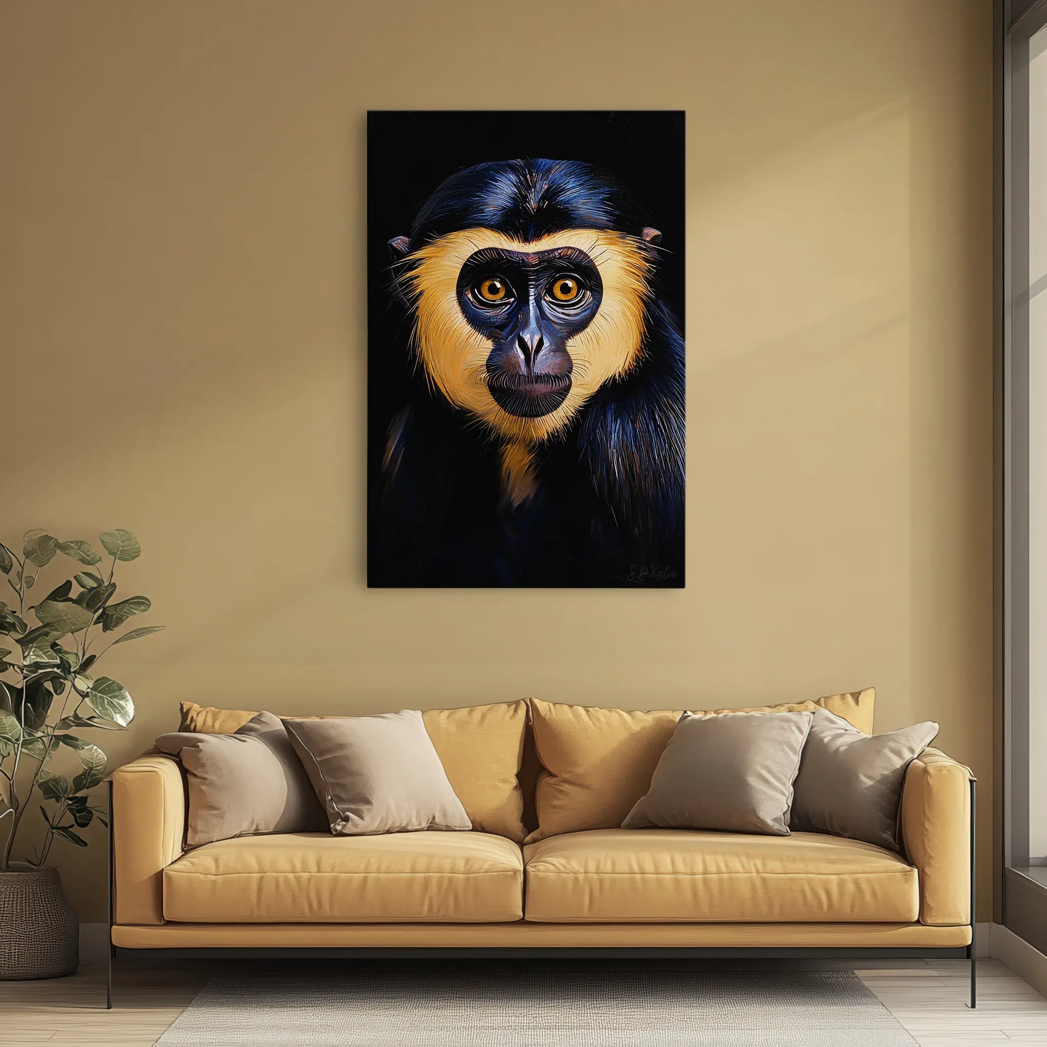 Golden-Masked Monkey Gaze Giclée Print 231018 Visual Wall Art AR2:3V Giclée Print