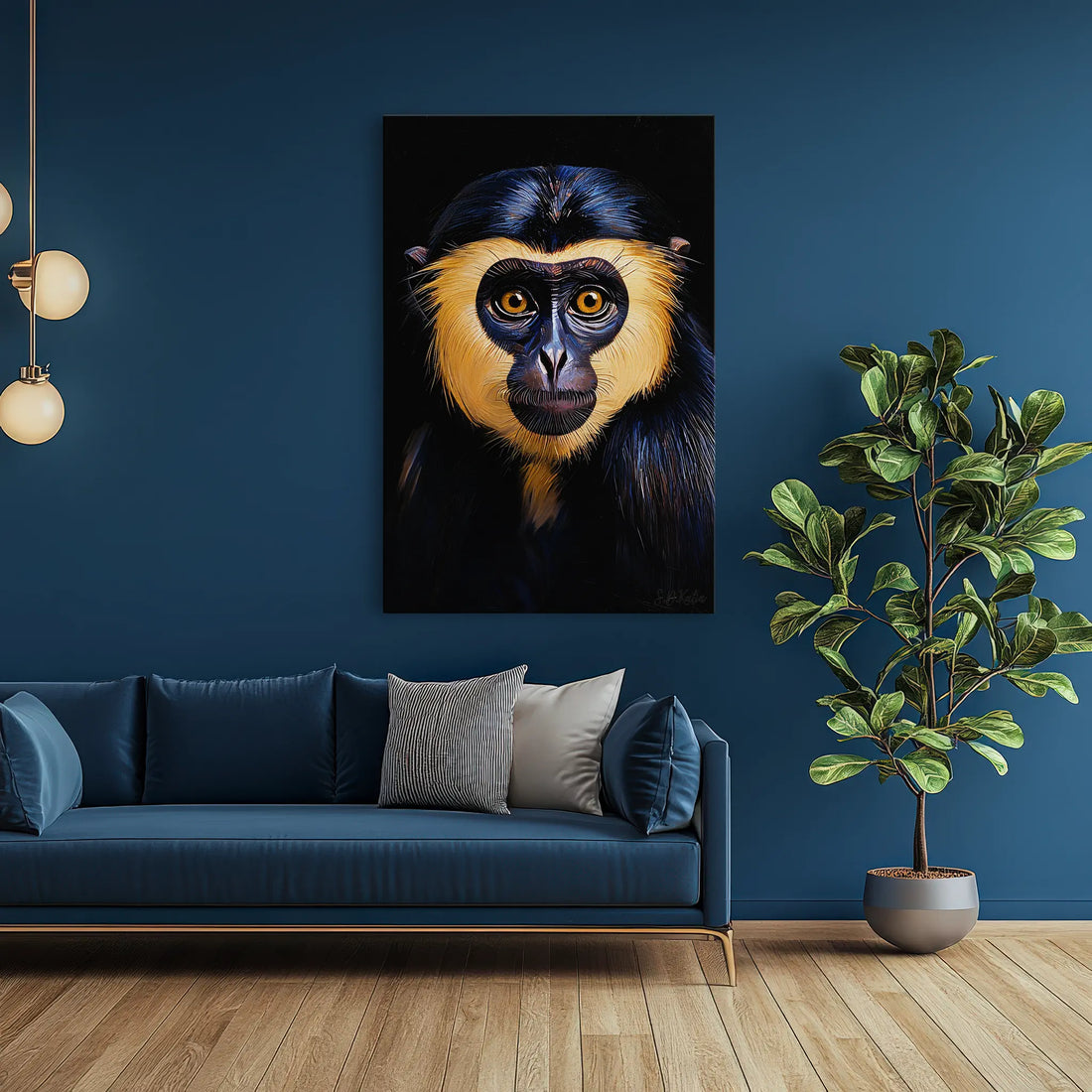 Golden-Masked Monkey Gaze Giclée Print 231018 Visual Wall Art AR2:3V Giclée Print
