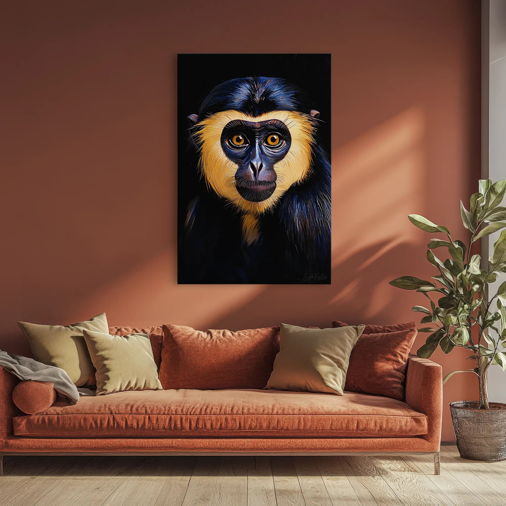 Golden-Masked Monkey Gaze Giclée Print 231018 Visual Wall Art AR2:3V Giclée Print