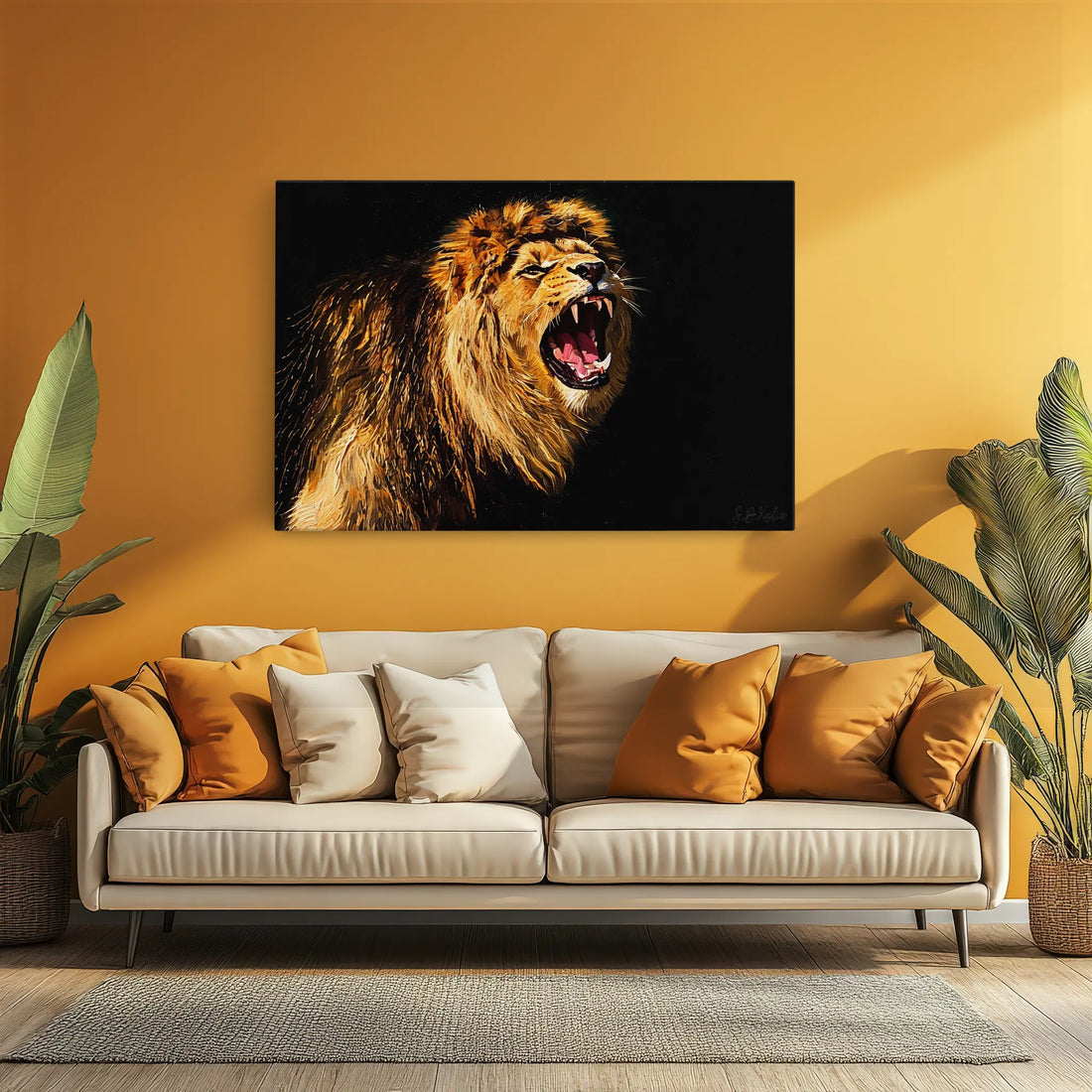 Golden Roaring Lion Safari Predator Giclée Print 321004 Visual Wall Art AR3:2H Giclée Print