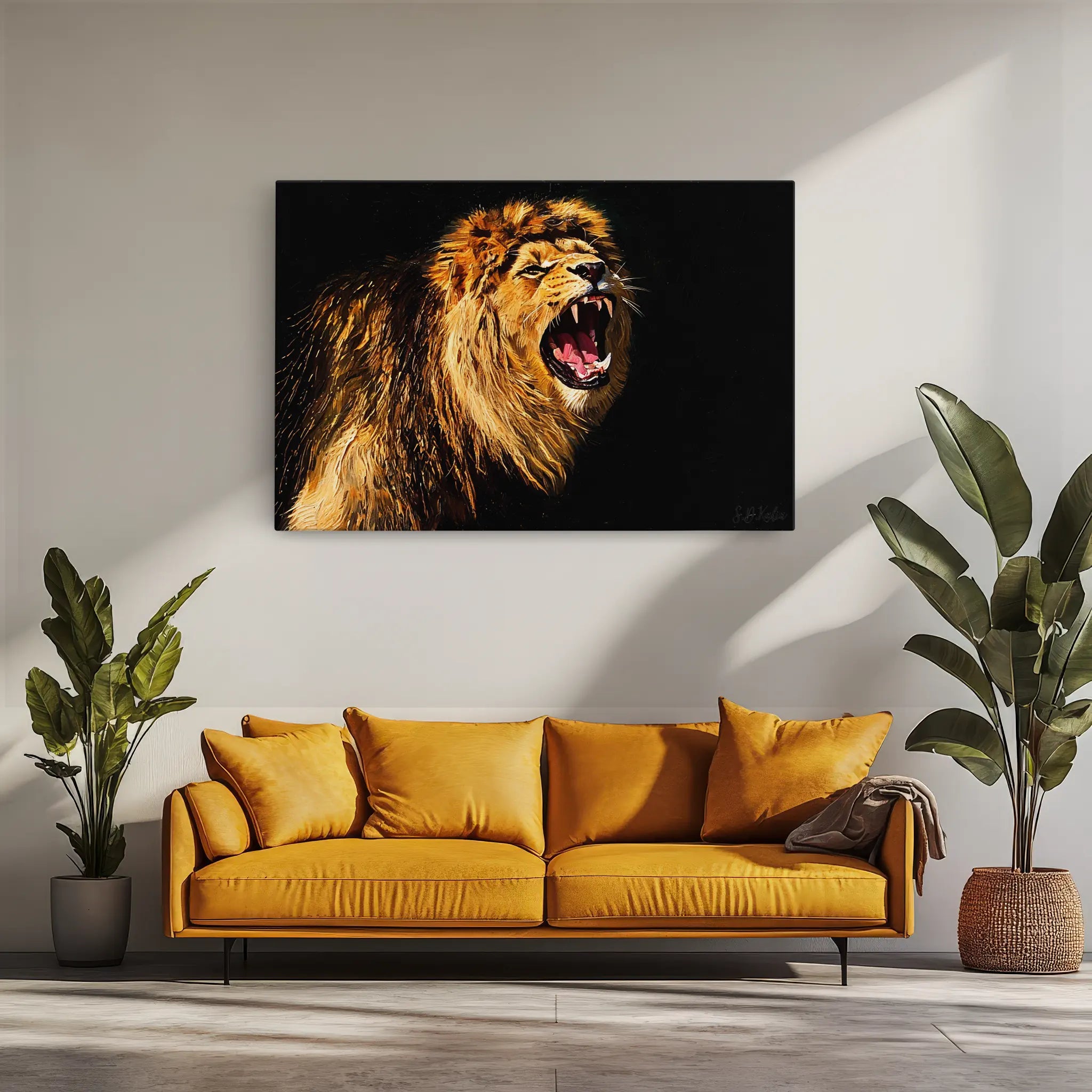 Golden Roaring Lion Safari Predator Giclée Print 321004 Visual Wall Art AR3:2H Giclée Print