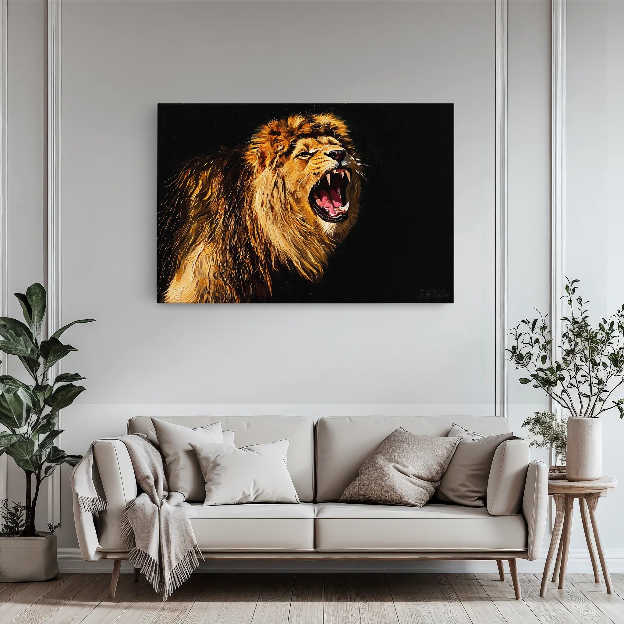 Golden Roaring Lion Safari Predator Giclée Print 321004 Visual Wall Art AR3:2H Giclée Print