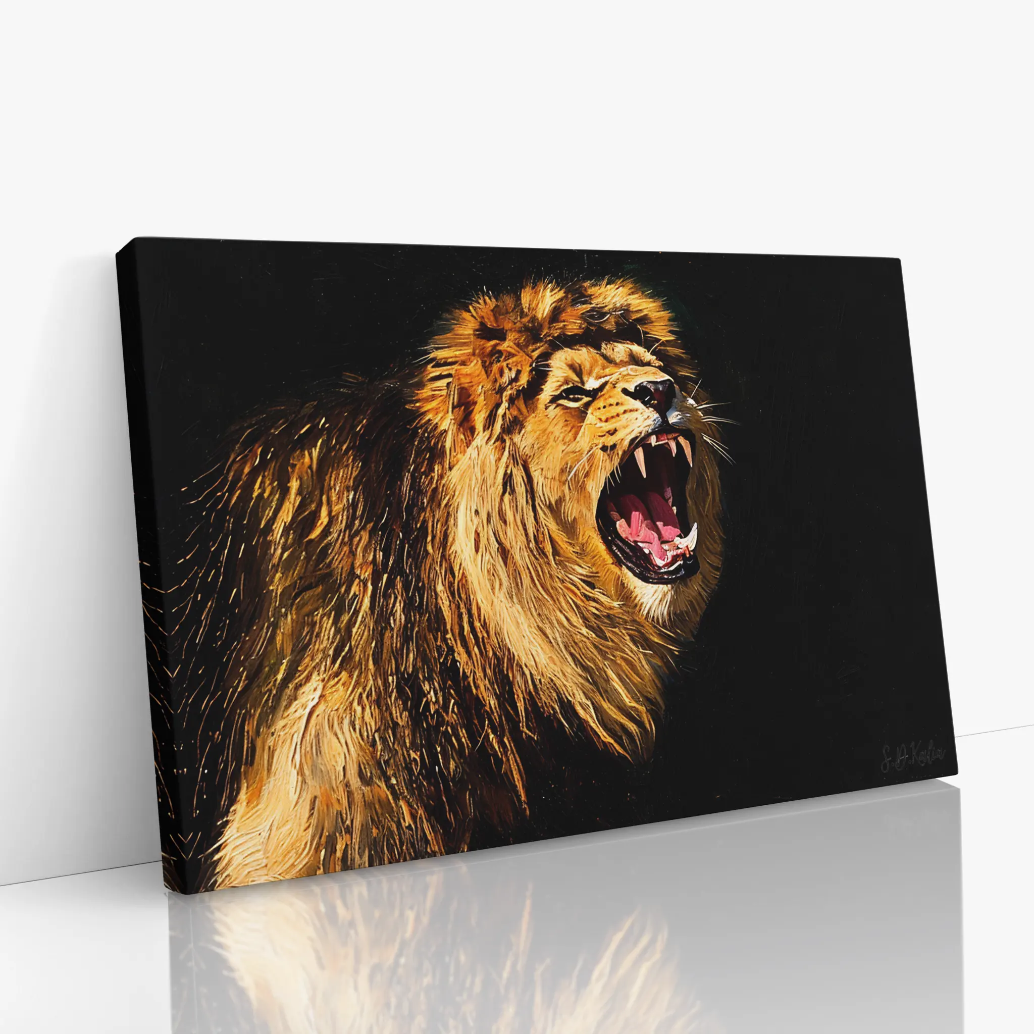 Golden Roaring Lion Safari Predator Giclée Print 321004 Visual Wall Art AR3:2H Giclée Print