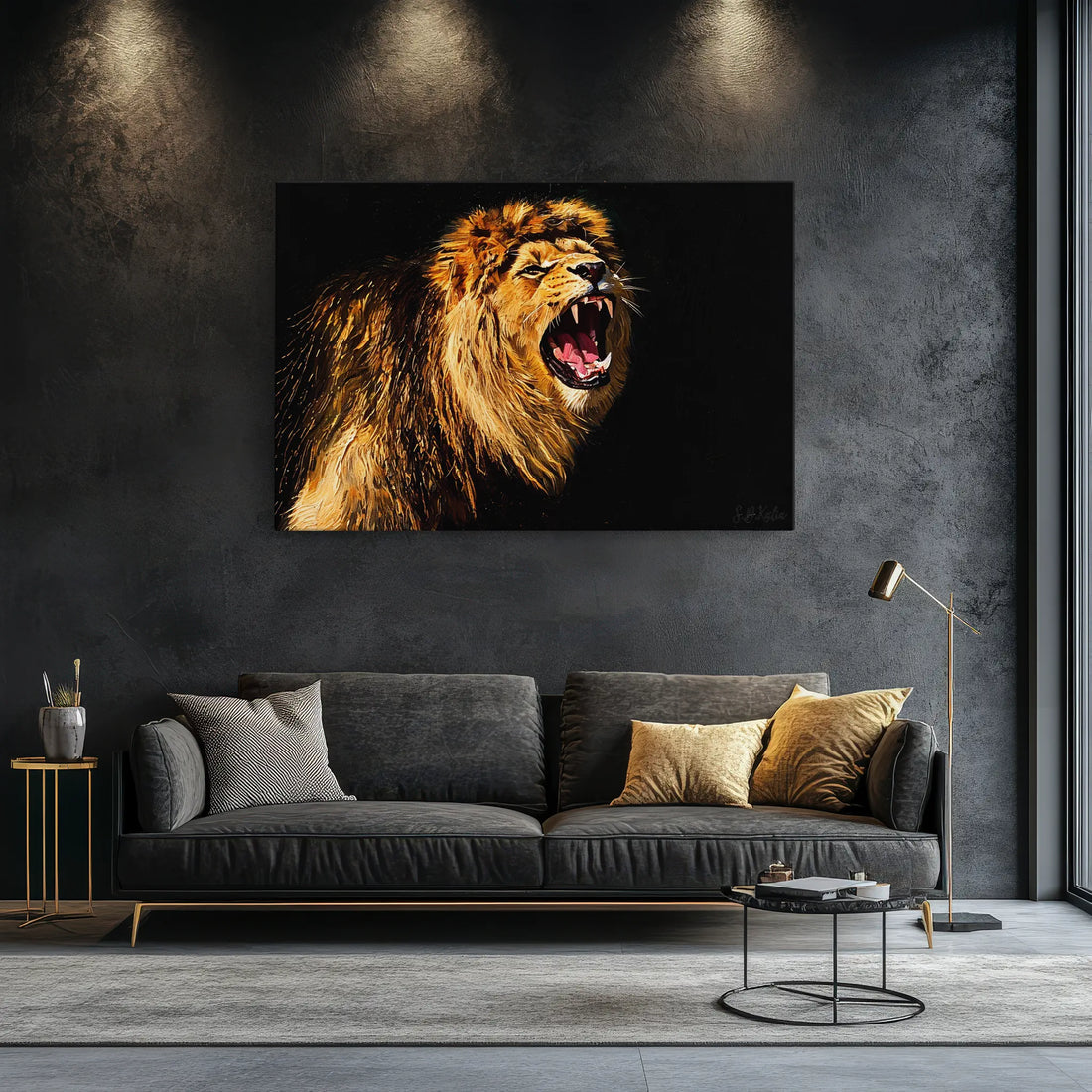 Golden Roaring Lion Safari Predator Giclée Print 321004 Visual Wall Art AR3:2H Giclée Print