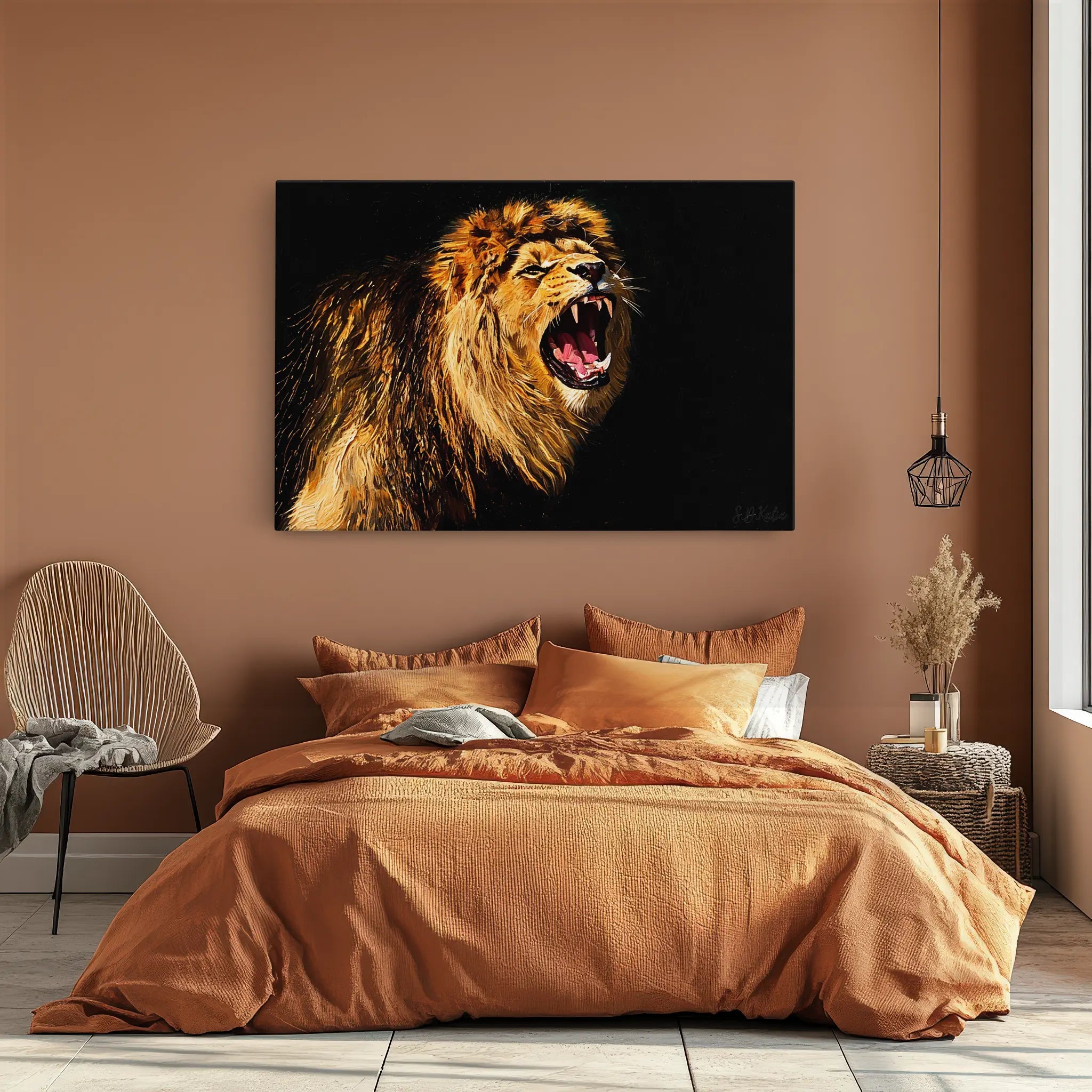 Golden Roaring Lion Safari Predator Giclée Print 321004 Visual Wall Art AR3:2H Giclée Print