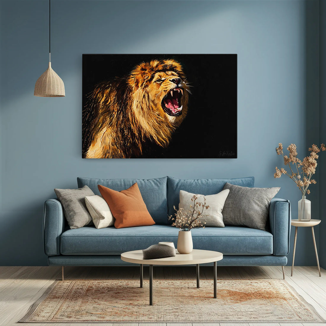 Golden Roaring Lion Safari Predator Giclée Print 321004 Visual Wall Art AR3:2H Giclée Print
