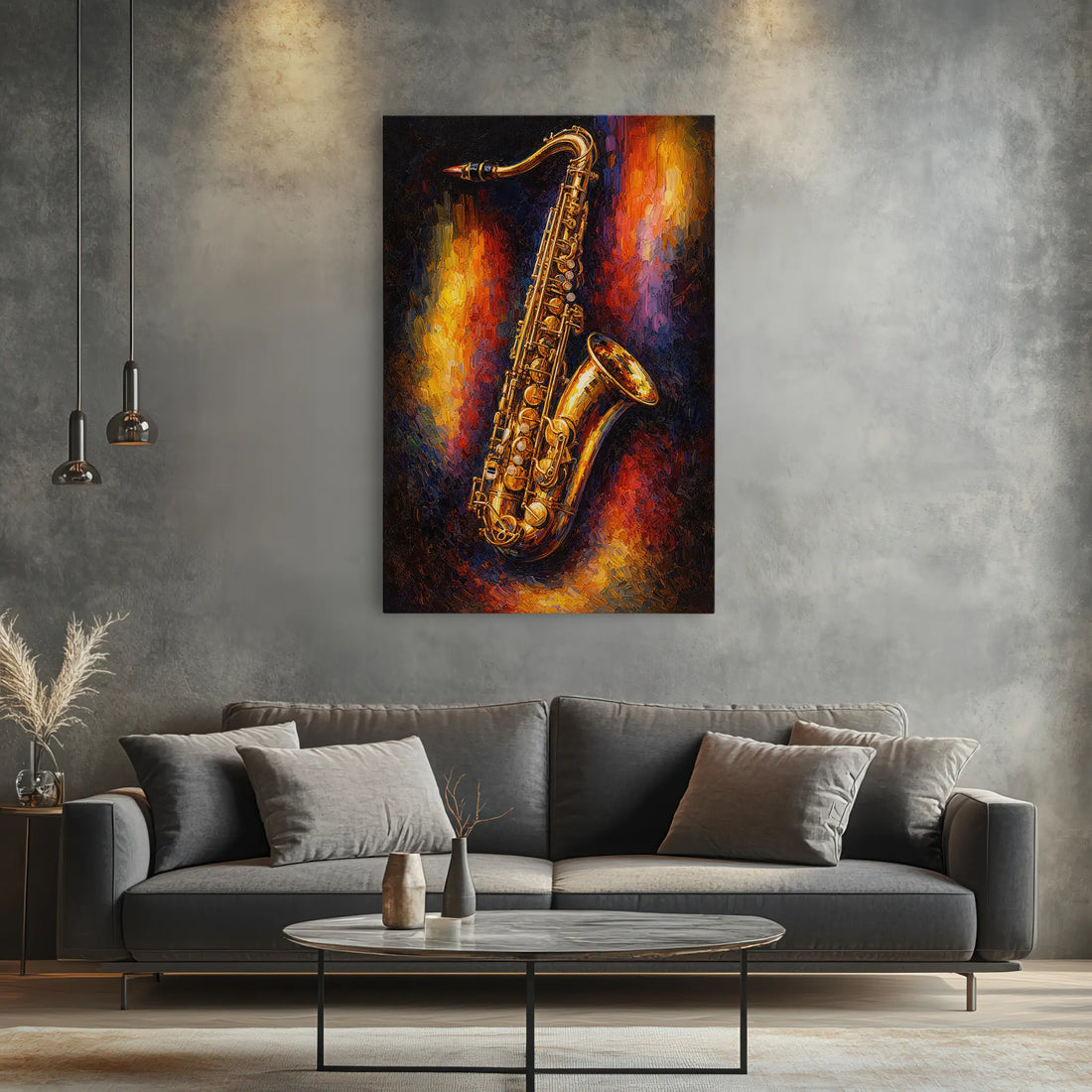 Golden Saxophone on Abstract Glow Giclée Print 235009 Visual Wall Art AR2:3V Giclée Print