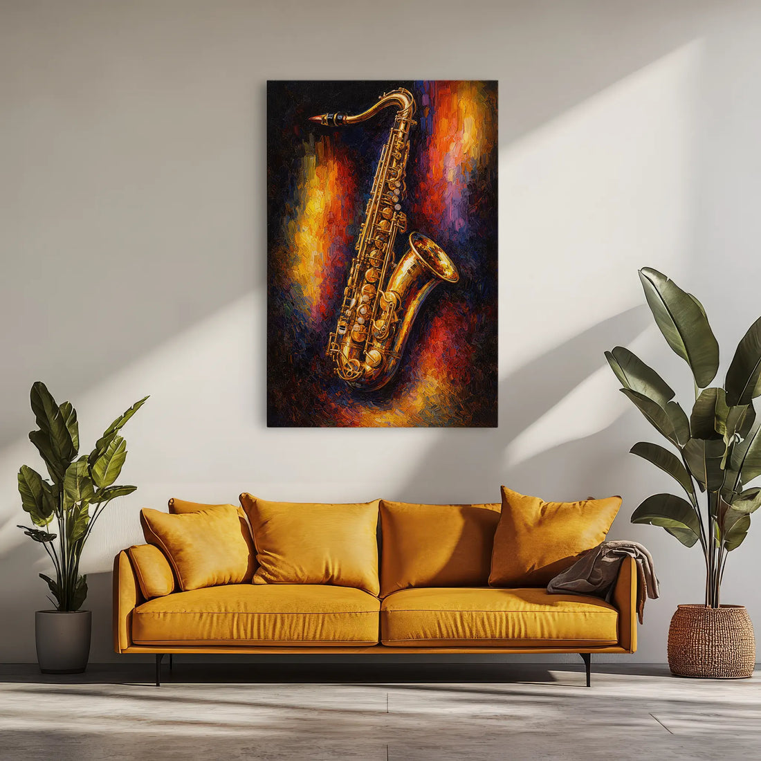 Golden Saxophone on Abstract Glow Giclée Print 235009 Visual Wall Art AR2:3V Giclée Print