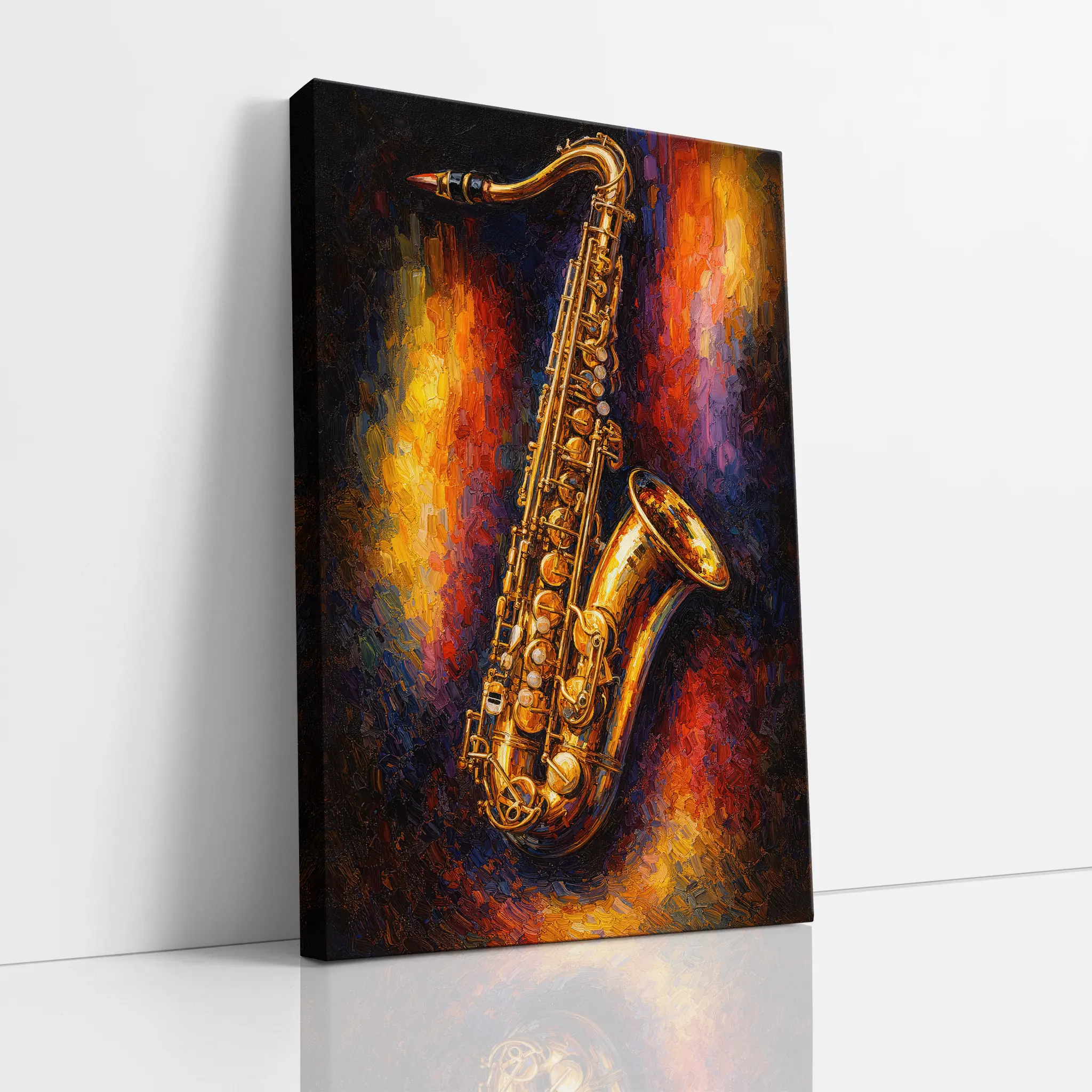 Golden Saxophone on Abstract Glow Giclée Print 235009 Visual Wall Art AR2:3V Giclée Print