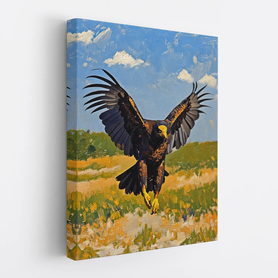 Golden Talons Eagle Landing In Grassland Giclée Print 454013 Visual Wall Art AR3:4V-AR4:5V Giclée Print