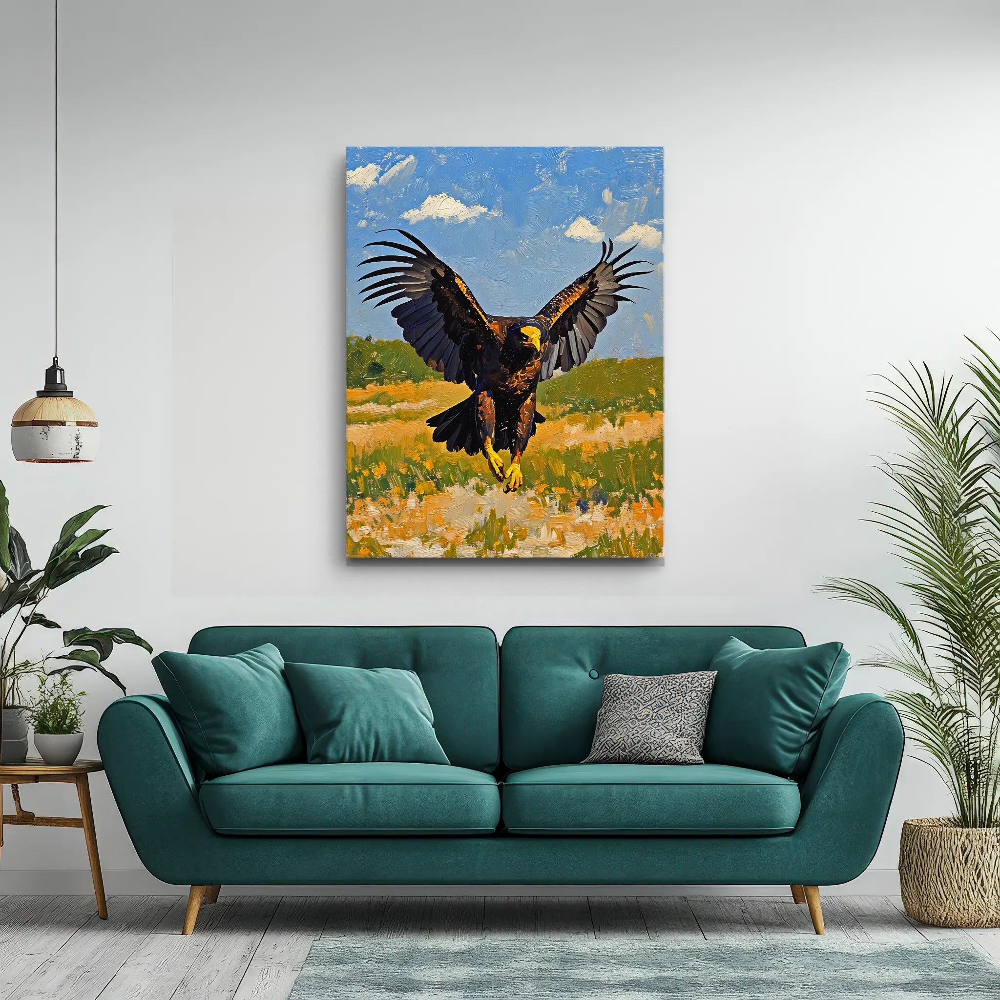 Golden Talons Eagle Landing In Grassland Giclée Print 454013 Visual Wall Art AR3:4V-AR4:5V Giclée Print
