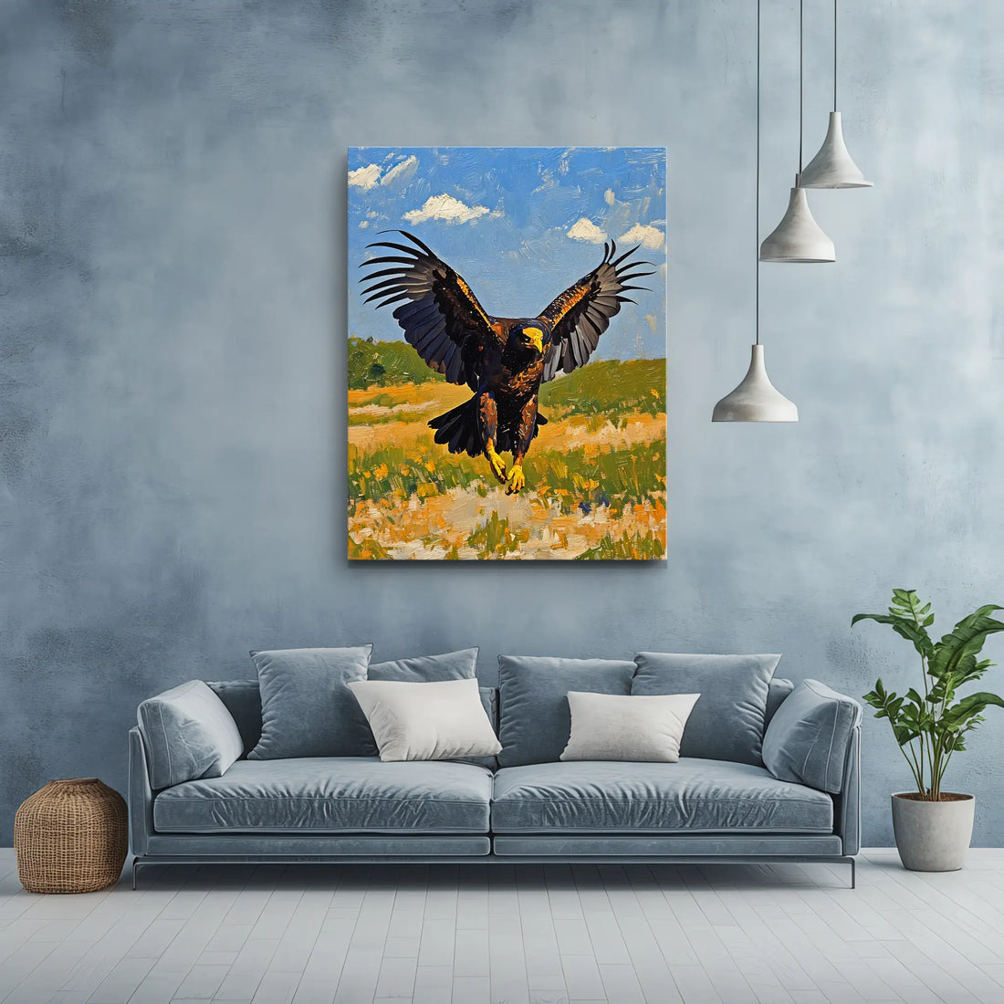 Golden Talons Eagle Landing In Grassland Giclée Print 454013 Visual Wall Art AR3:4V-AR4:5V Giclée Print