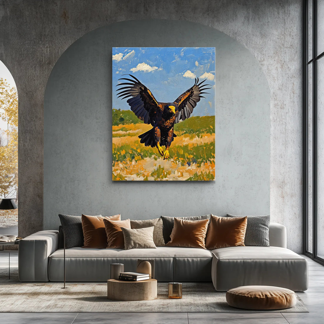 Golden Talons Eagle Landing In Grassland Giclée Print 454013 Visual Wall Art AR3:4V-AR4:5V Giclée Print