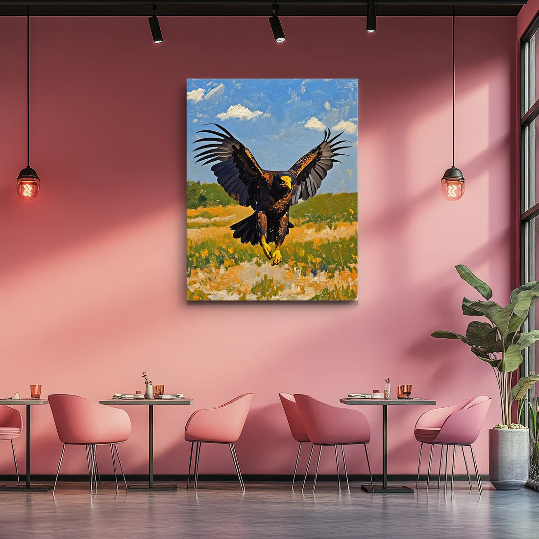 Golden Talons Eagle Landing In Grassland Giclée Print 454013 Visual Wall Art AR3:4V-AR4:5V Giclée Print