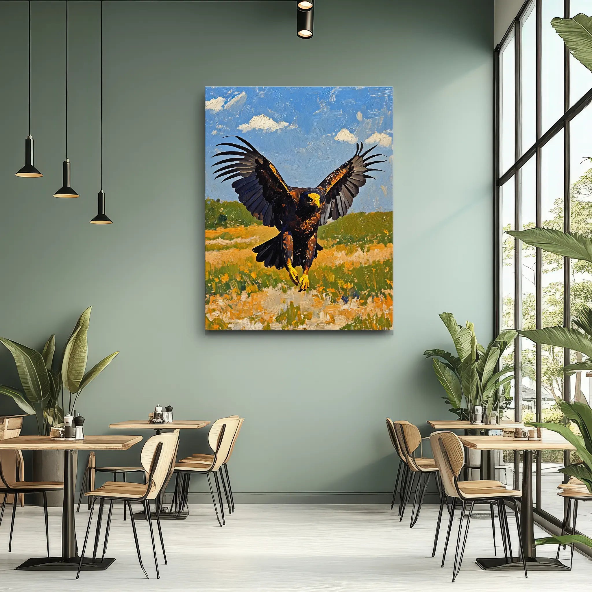 Golden Talons Eagle Landing In Grassland Giclée Print 454013 Visual Wall Art AR3:4V-AR4:5V Giclée Print