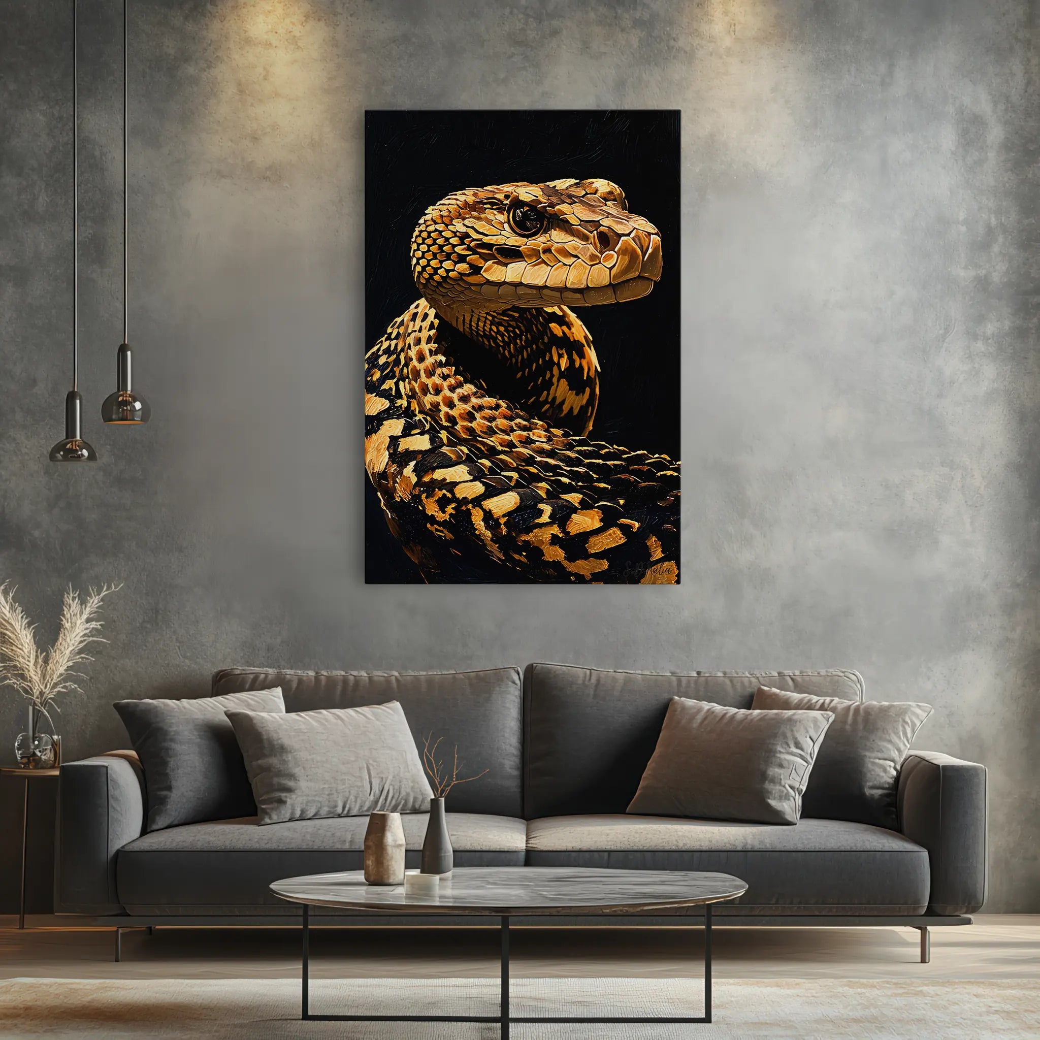 Golden Viper Midnight Pattern Giclée Print 231080 Visual Wall Art AR2:3V Giclée Print