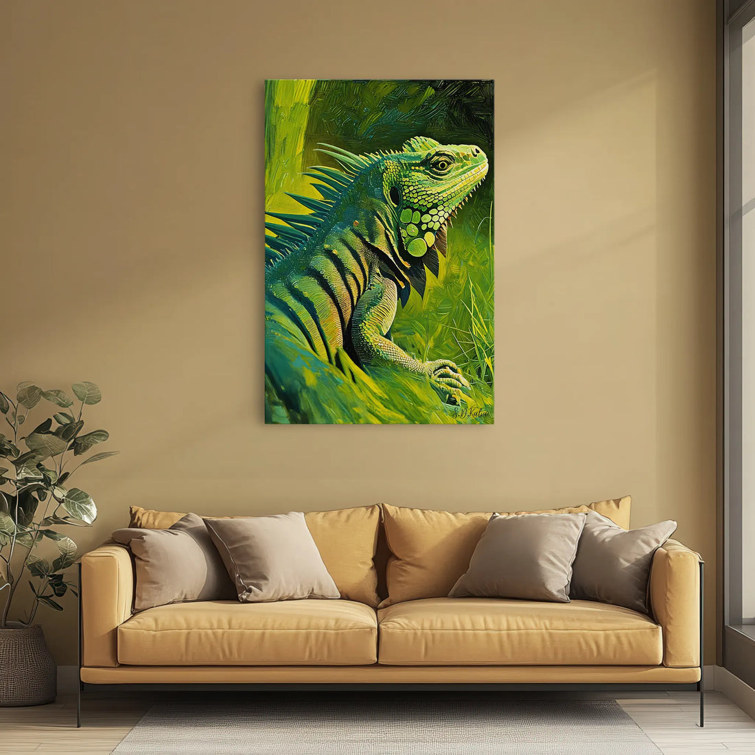 Green Monarch Iguana in the Brush Giclée Print 231081 Visual Wall Art AR2:3V Giclée Print